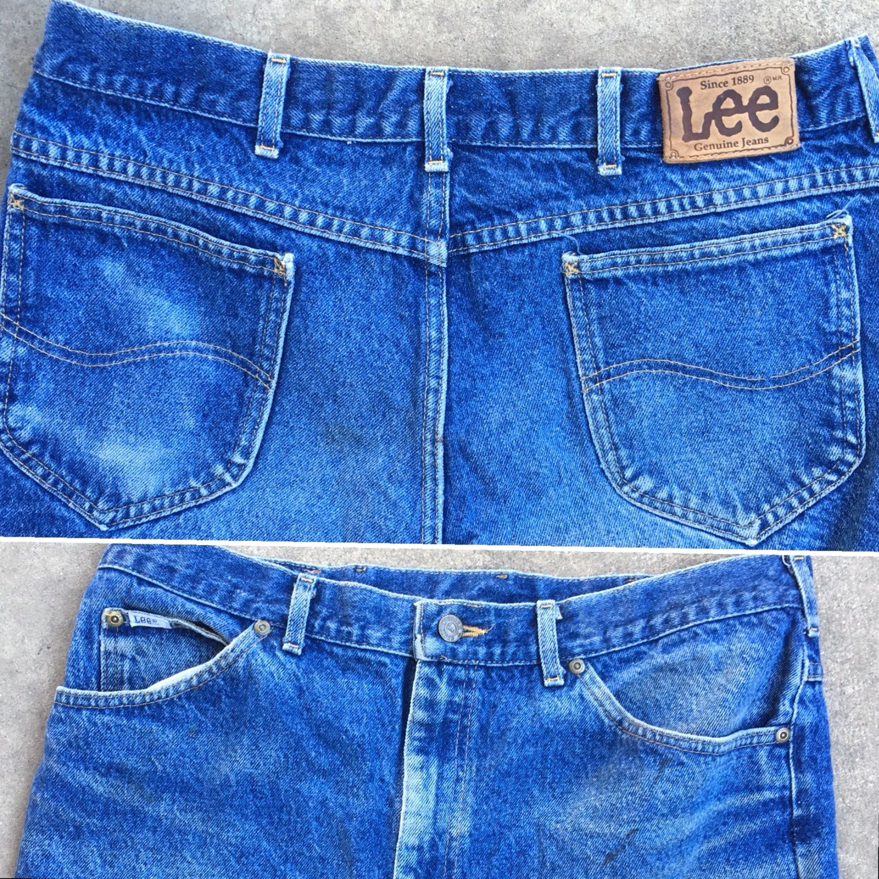 Lee VINTAGE Lee Jeans Storm Rider Naturally Destroyed 38 X 32 USA Denim Blue 1980s 90s Mens Jeans Size US 36 / EU 52 - 7 Thumbnail