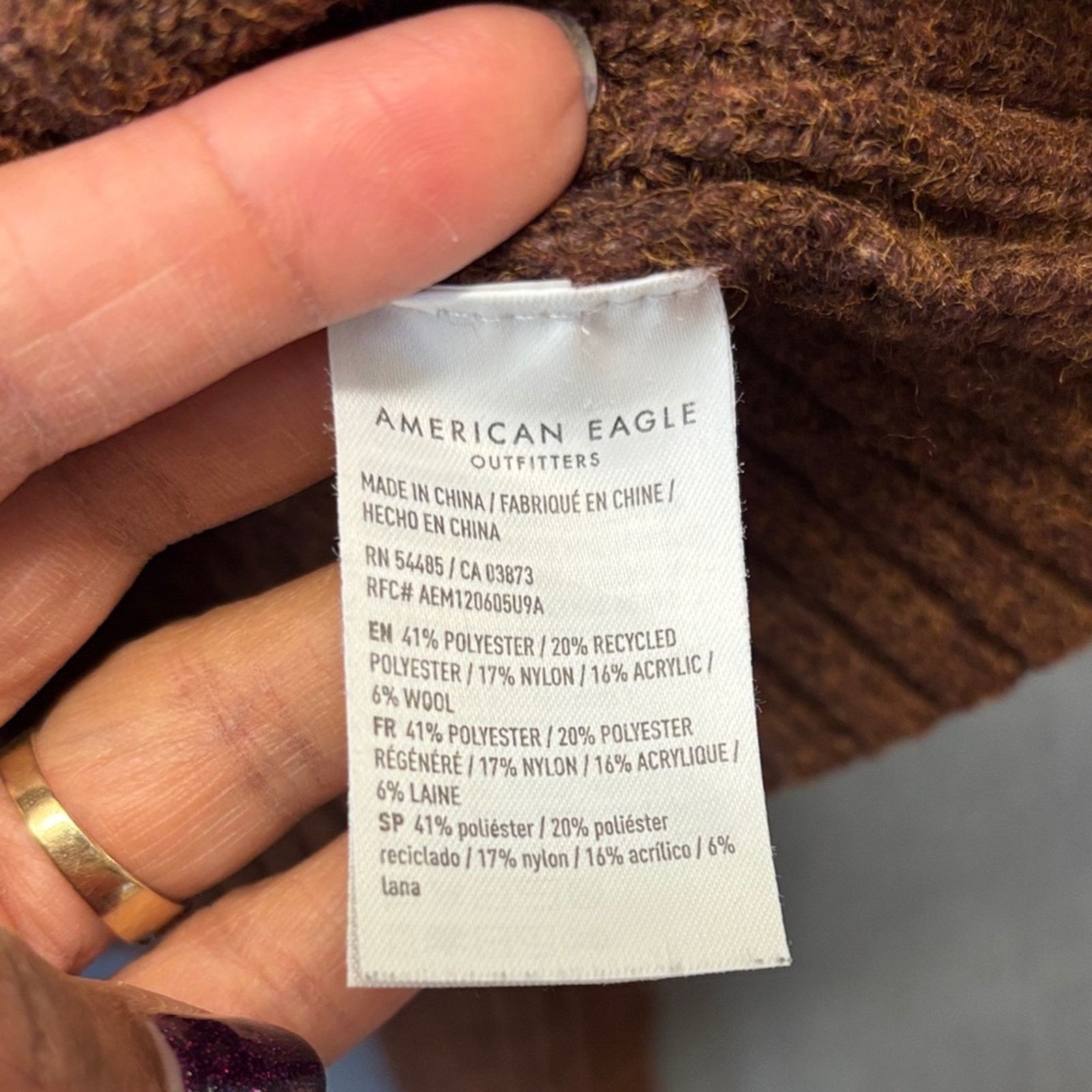 American Eagle Outfitters American Eagle Brown Ribbed Knit Cropped Sweater Women’s M Size M / US 6-8 / IT 42-44 - 3 Thumbnail