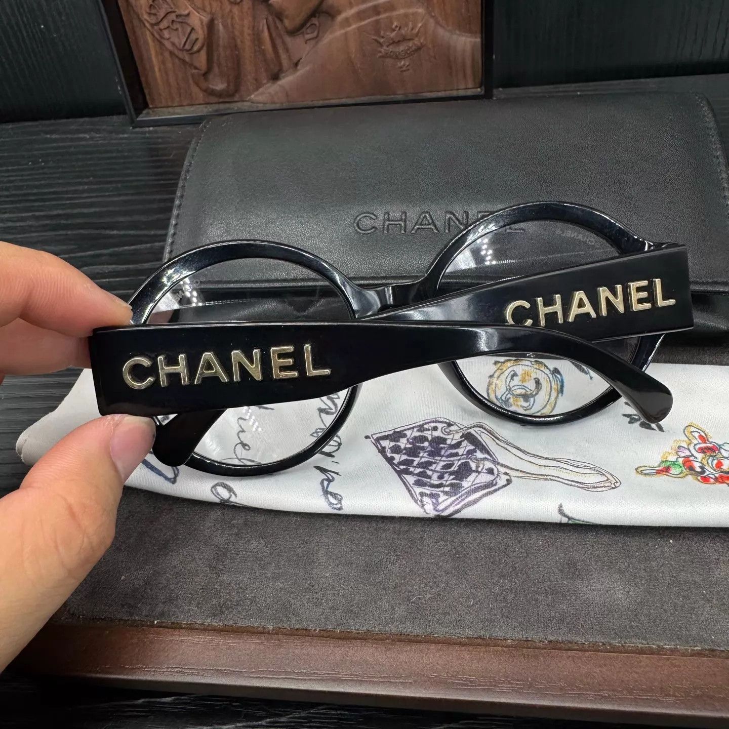 Chanel Chanel Gold Logo Round Frame Cute Glasses One Size Size ONE SIZE - 5 Thumbnail