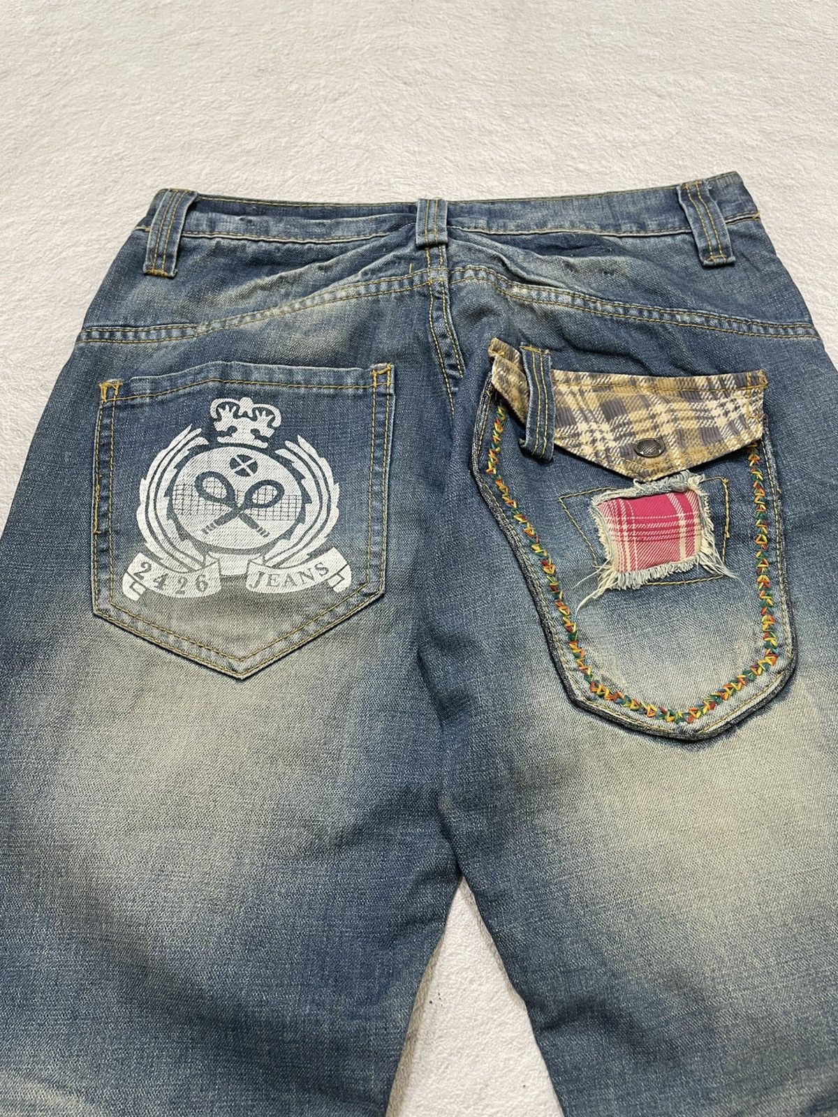 Japanese Brand 2000s Japan Faded Denim Embroidered Mudwash Y2K Size US 30 / EU 46 - 9 Thumbnail