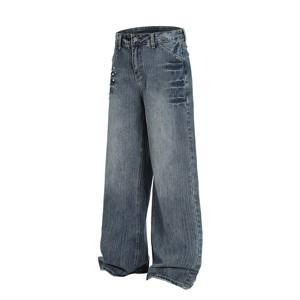 Japanese Brand × Jean Men's loose washed beaded straight jeans Size US 32 / EU 48 - 2 Thumbnail