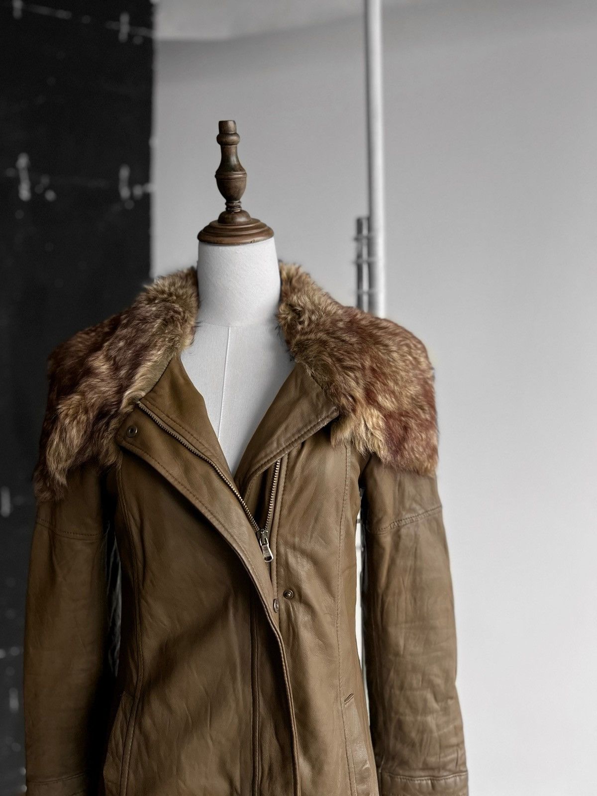 Leather × Patrizia Pepe Patrizia Pepe Lamb Leather Coat Jacket Sheepskin Fur Collar Size S / US 4 / IT 40 - 2 Thumbnail