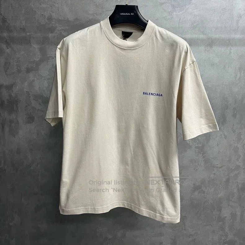 Balenciaga Balenciaga Beige Logo Print Short Sleeve T-Shirt. Size US XXS / EU 40 - 1 Thumbnail