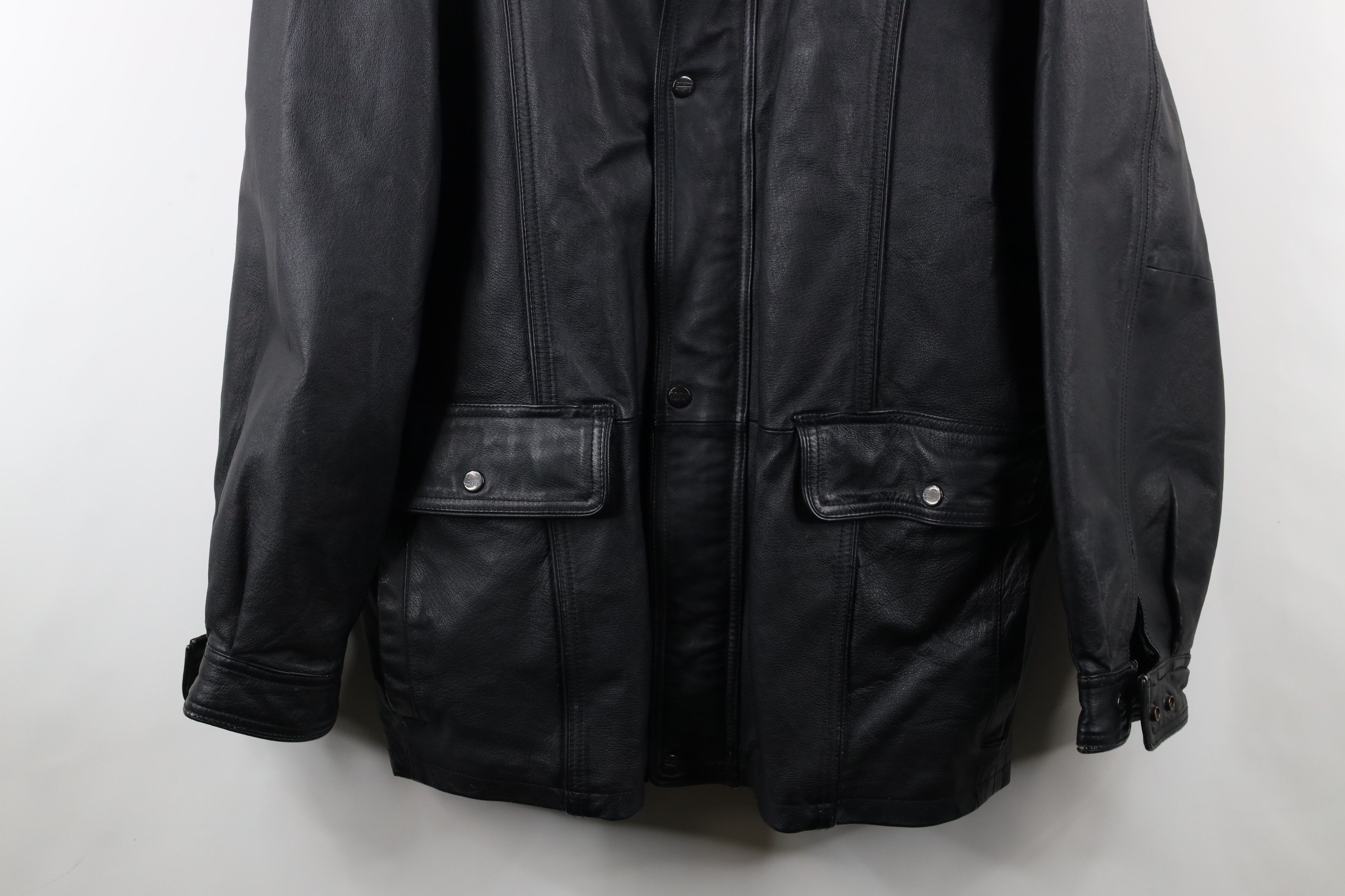 Vintage Vintage 90s Streetwear Lined Leather Chore Jacket Black Size US XL / EU 56 / 4 - 3 Thumbnail