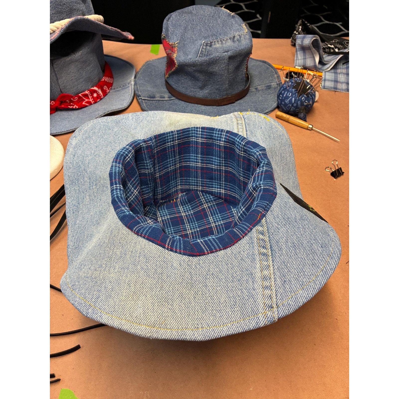 Other Upcycled Denim Western Hat — Embroidered Rose Band, Blue Size ONE SIZE - 9 Thumbnail
