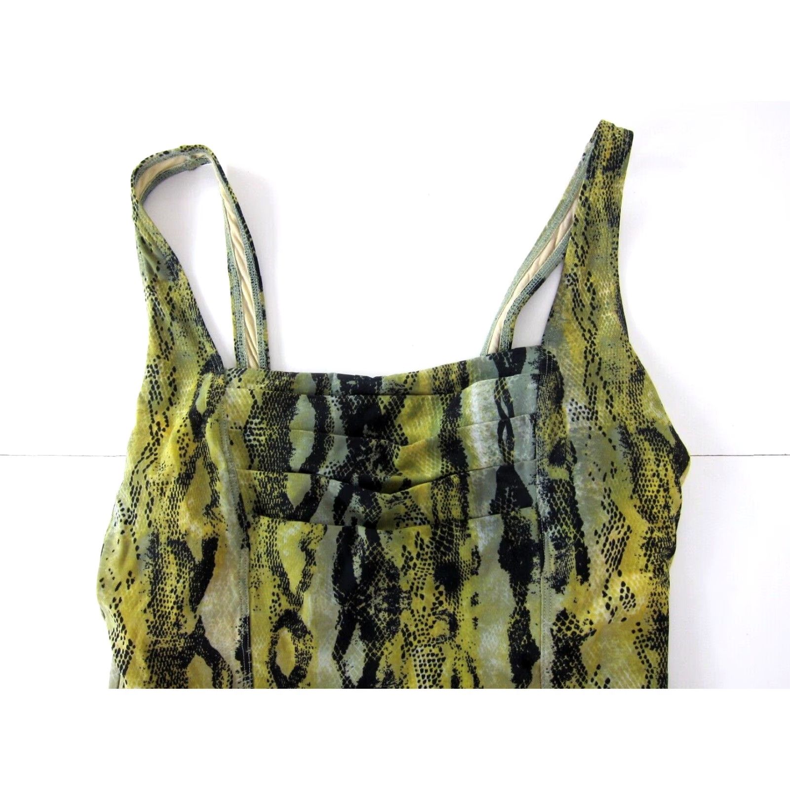 Vintage VINTAGE Shape FX Green Yellow Snake Built In Bra Slimming One Piece Swimsuit 16 Size ONE SIZE - 4 Thumbnail