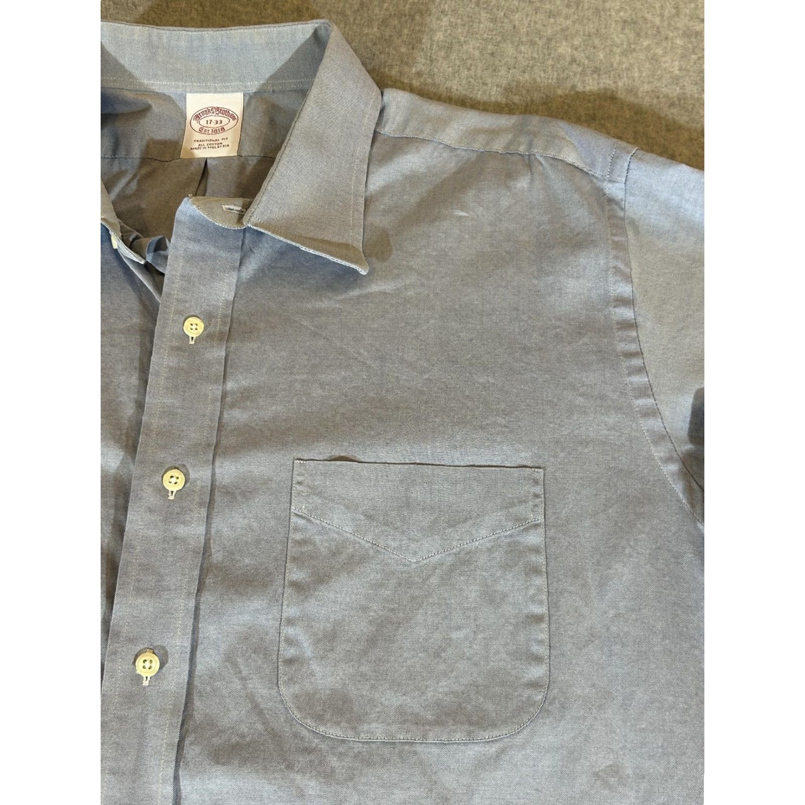 Brooks Brothers Brooks Brothers Shirt Mens XL Blue Traditional Dress Oxford 17-33 100% Cotton Long Sleeve Dress Shirt Mens XL Blue Size 46R - 2 Thumbnail