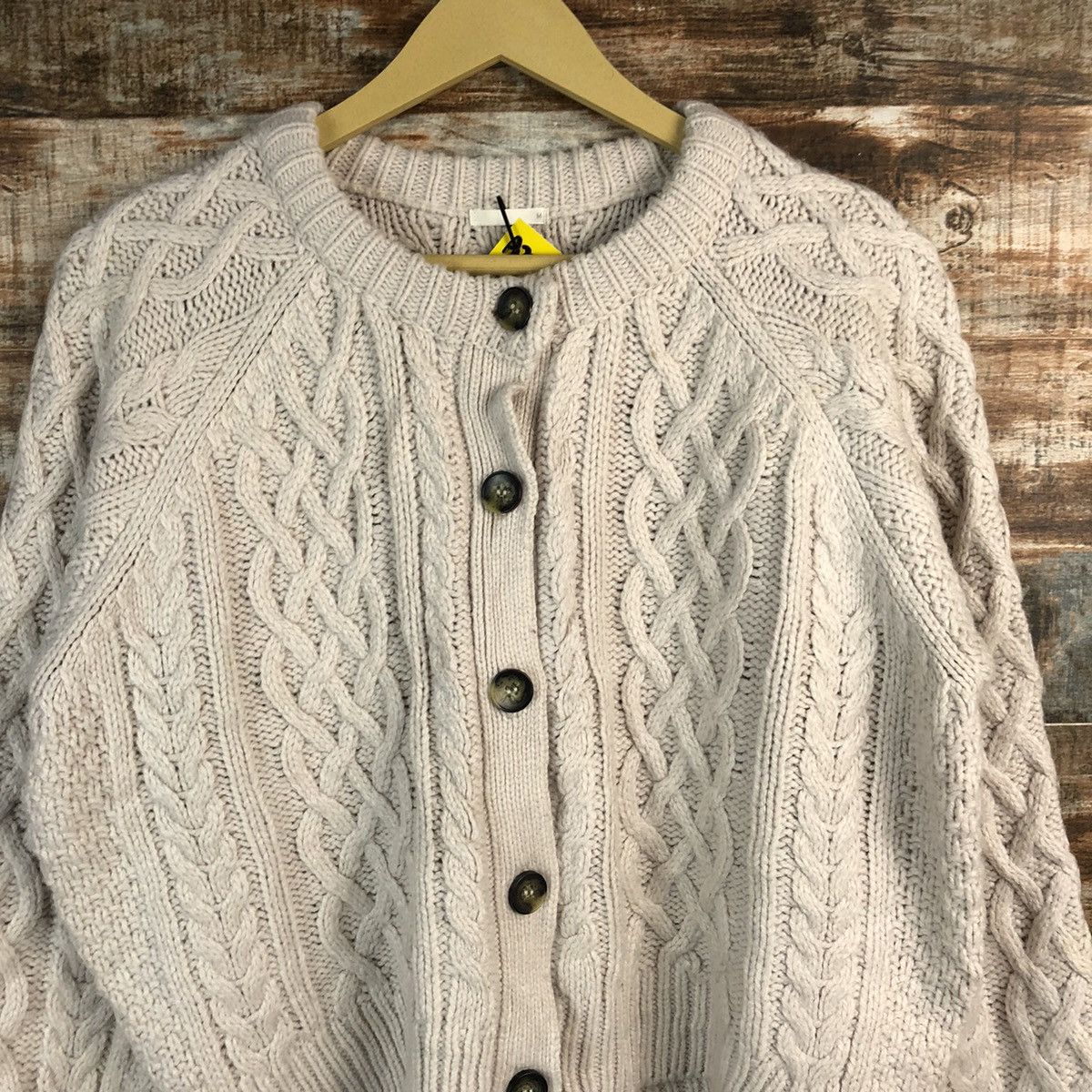 GU × Homespun Knitwear GU Brown Patterned Cardigan cable knitwear japan #A2318 Size M / US 6-8 / IT 42-44 - 5 Thumbnail