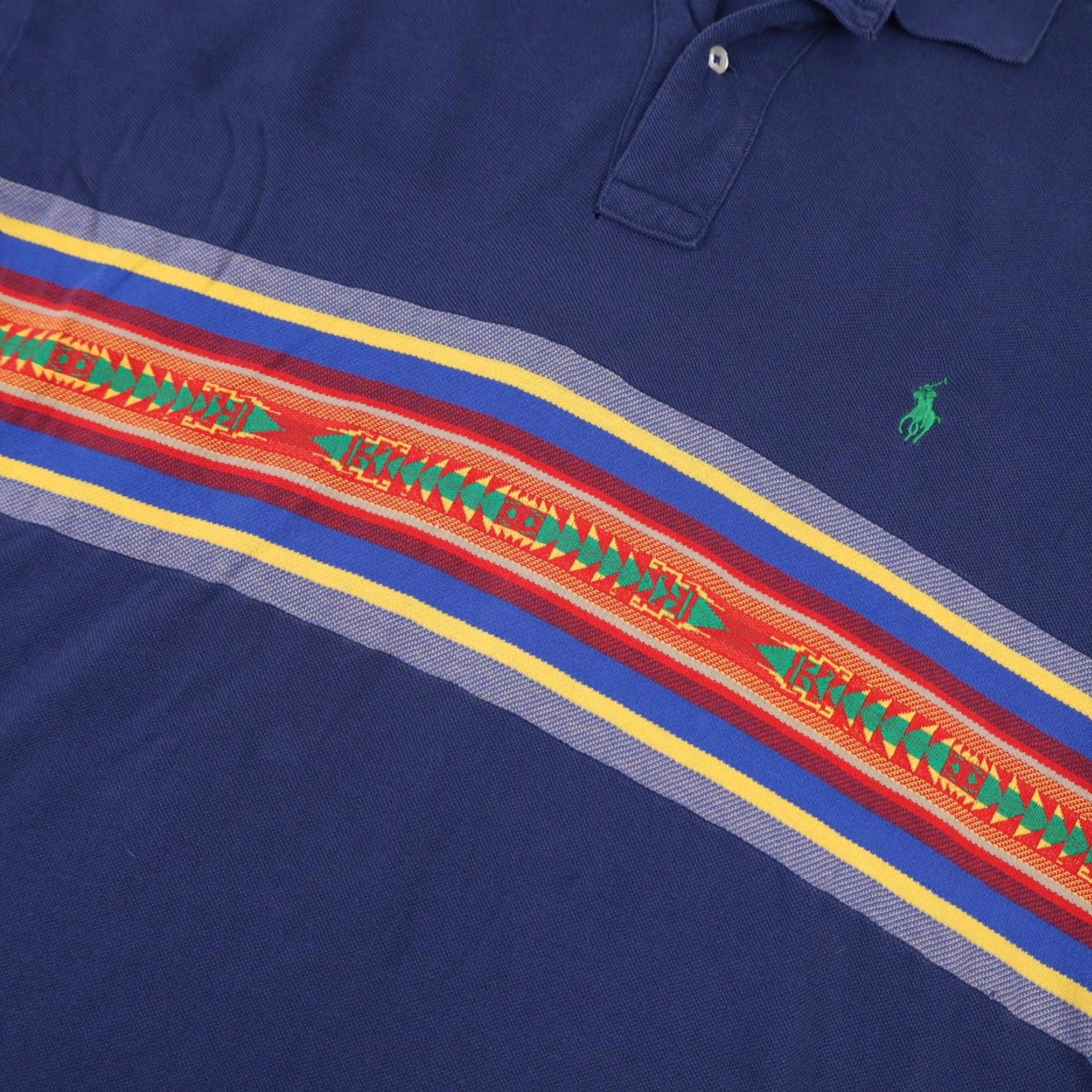 Polo Ralph Lauren VINTAGE Polo Ralph Lauren Mens XXL Aztec Pattern Polo Shirt Blue Size US XXL / EU 58 / 5 - 4 Thumbnail