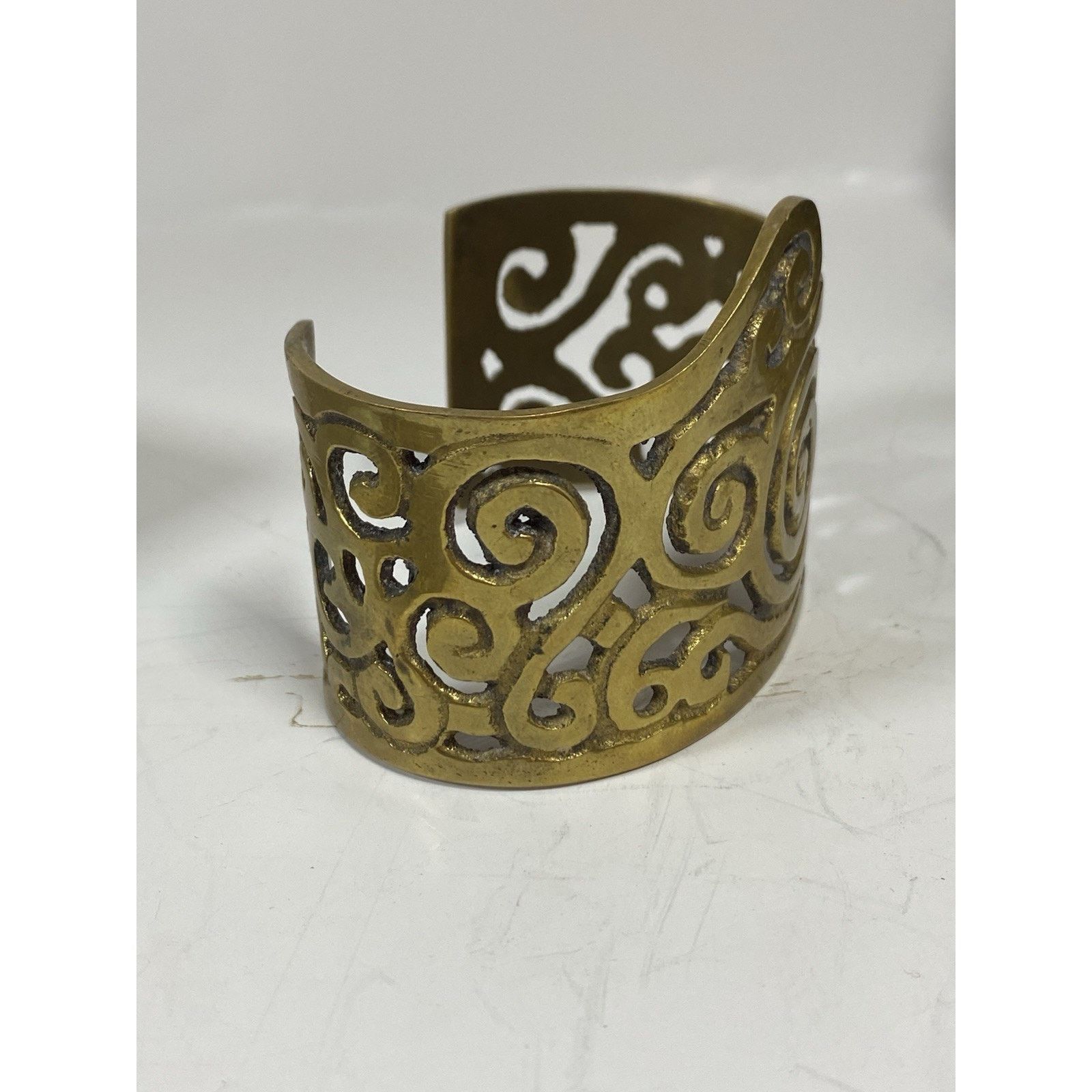 Other Artisan Modernist Etruscan Egyptian Brass Cuff Bangle Bracel Size ONE SIZE - 3 Thumbnail