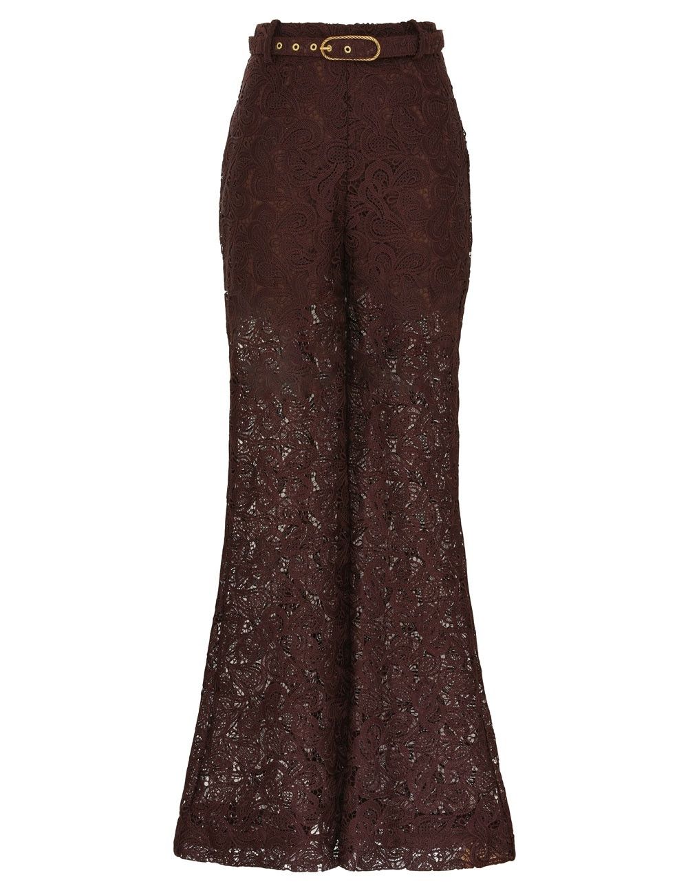 Zimmermann oc11z0925 Illustration Lace Flare Pant in Chocolate Brown Size 28" / US 6 / IT 42 - 1 Thumbnail