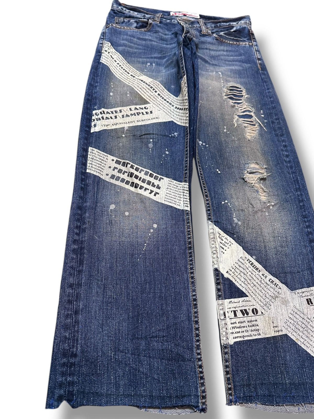 KOJIMA GENES Vintage Geneos Studded Printed Grunge Distressed Denim Size US 30 / EU 46 - 3 Thumbnail