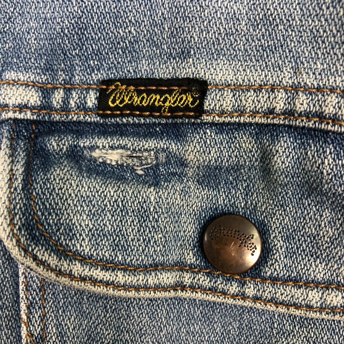 Wrangler 🔥14OZ BROKEN DENIM TRUCKER BIKER DENIM JACKET WRANGLER Size US M / EU 48-50 / 2 - 19 Thumbnail