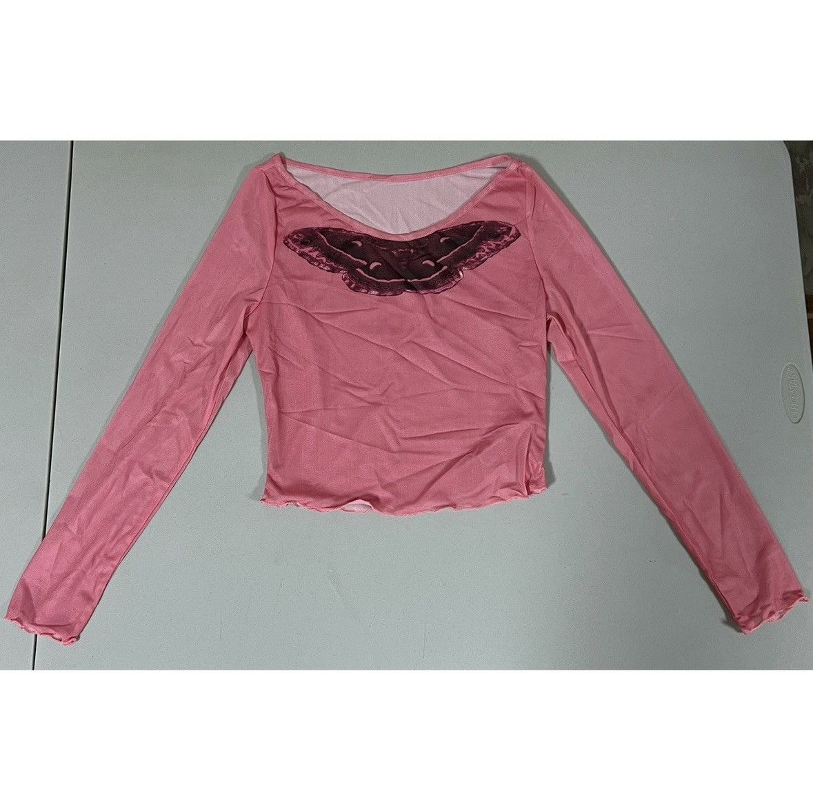 Japanese Brand Pink Butterfly Moth Fairy Mesh Shirt Top Blouse Size M 🎀✨ Size M / US 6-8 / IT 42-44 - 3 Thumbnail