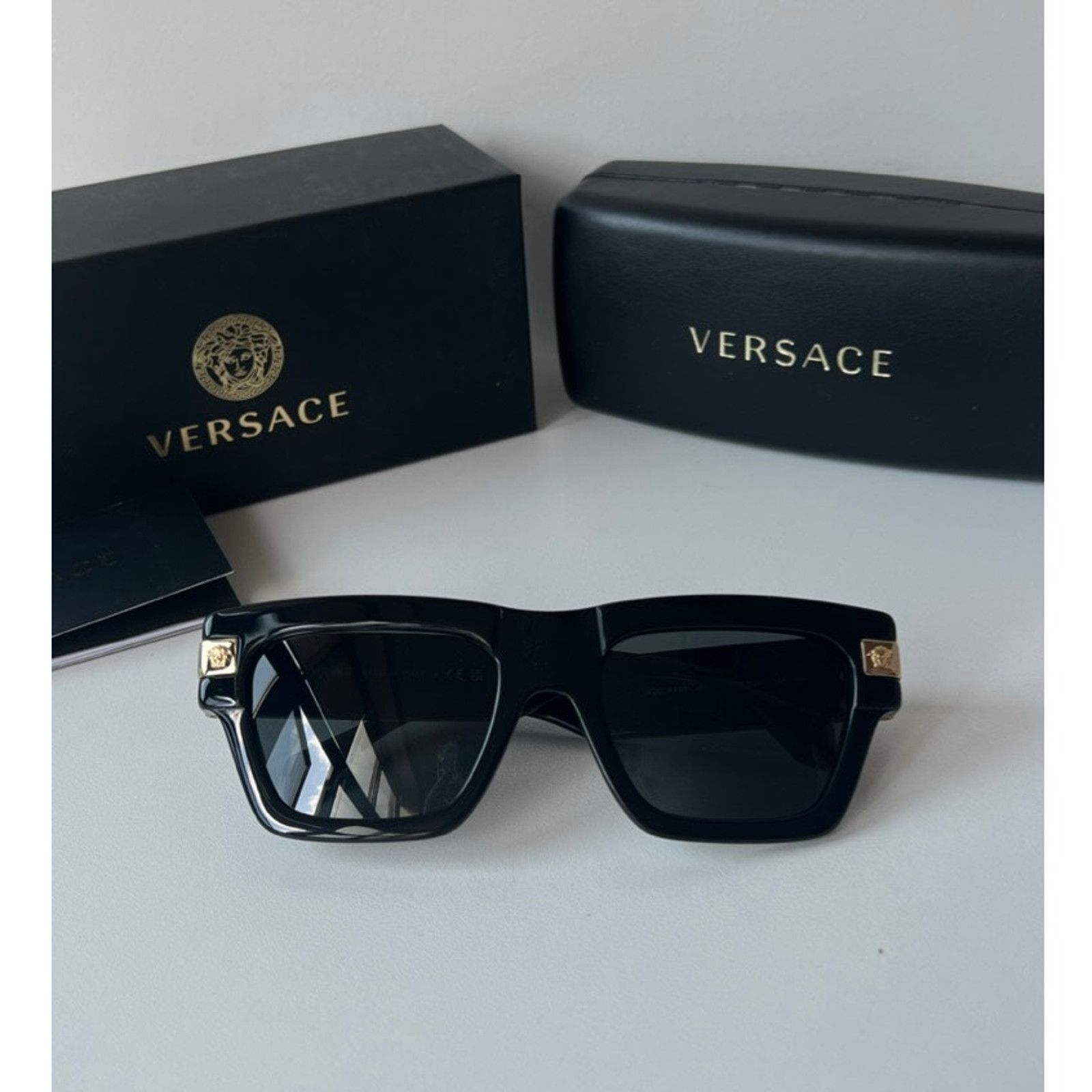 Versace NEW Versace VE4464 Black Gold Square Sunglasses