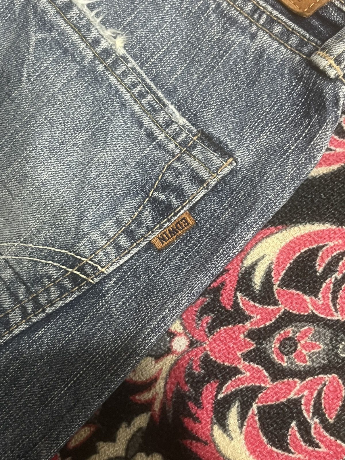 Edwin Vintage Edwin Japan 505ZX Blue Faded Washed Selvedge Jeans Size US 32 / EU 48 - 9 Thumbnail