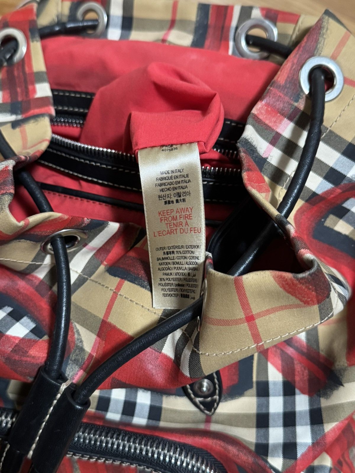 Burberry 🔥Rare Burberry Graffiti Nova Check Leather Canvas Backpack Size ONE SIZE - 14 Thumbnail