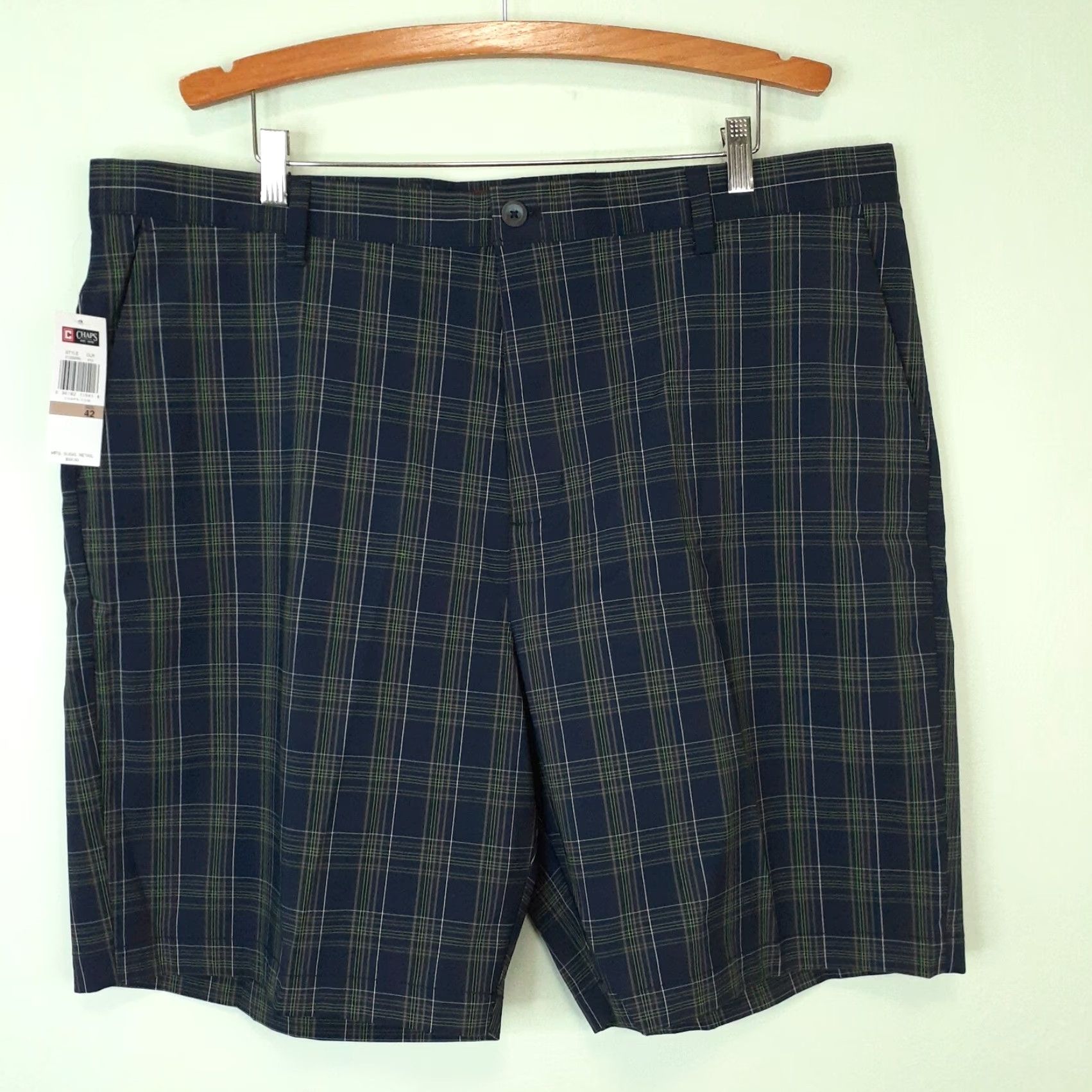 Chaps Chaps Chino Flat Front Shorts Plaid Mens 42 Waist 42 Inseam 9" Blue Multicolor Size US 42 / EU 58 - 2 Thumbnail