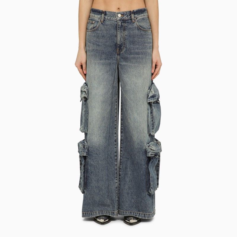 image of Amiri Jeans Baggy Cargo In Denim Blue, Women's (Size 26)