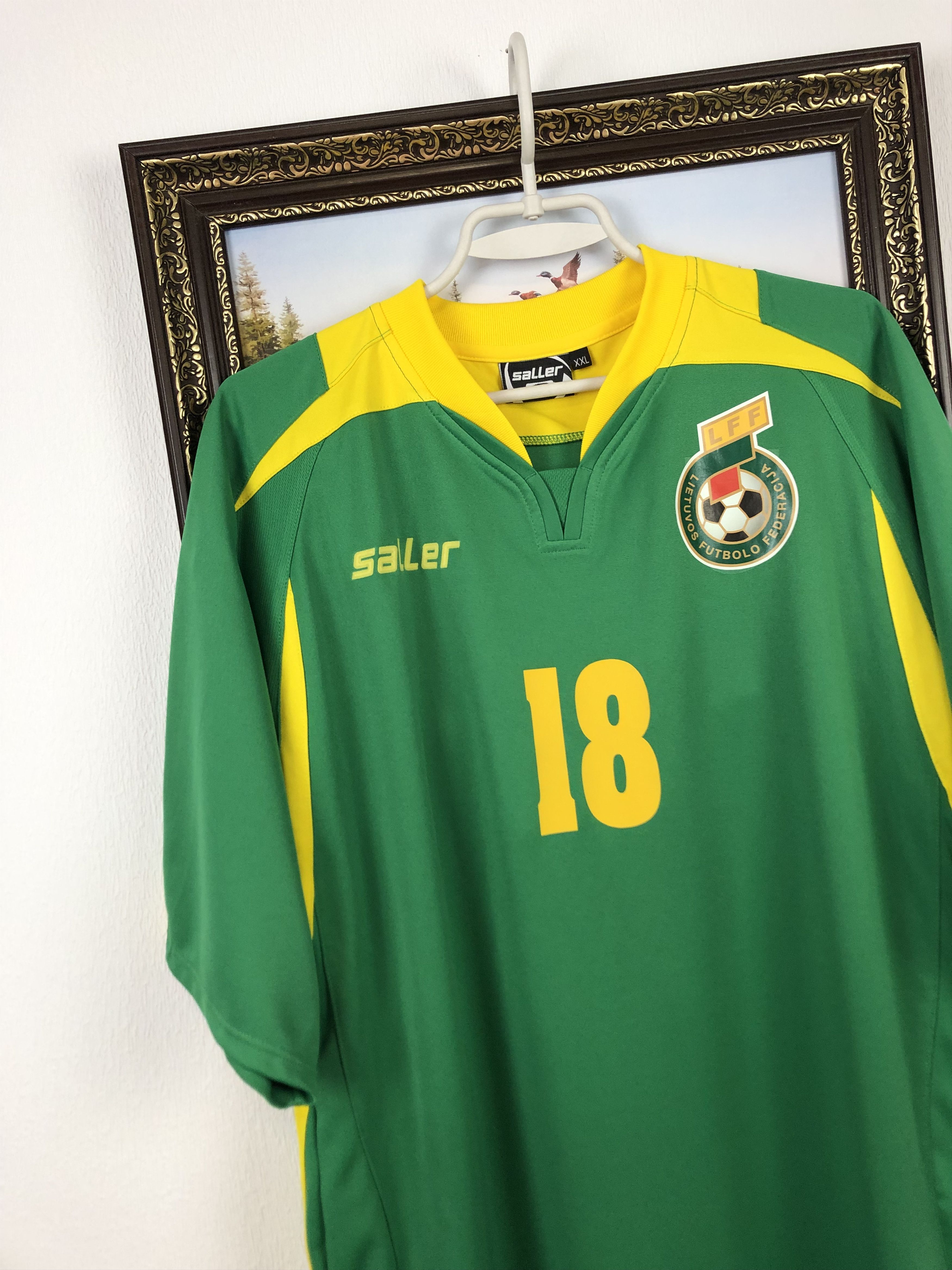 Vintage Lithuania football shirt 2007 #18 Player Issue Jersey Rare Size US XL / EU 56 / 4 - 3 Thumbnail