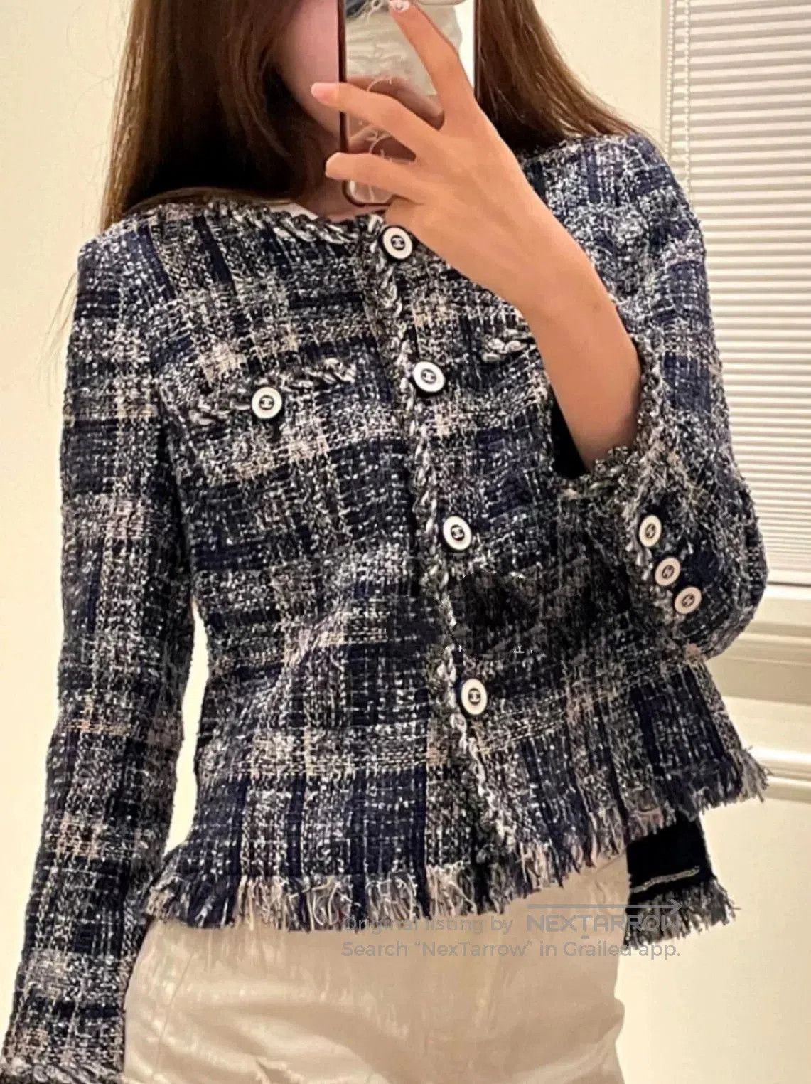 Chanel Chanel Blue Plaid Tweed Jacket. Size XXS / US 00 / IT 34 - 1 Thumbnail