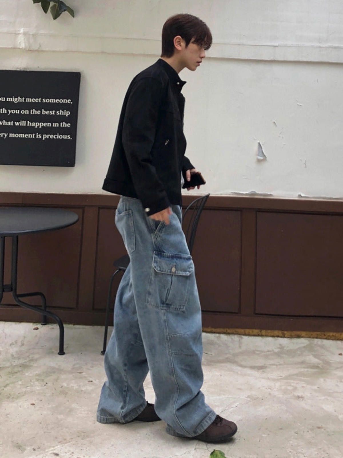 Vintage Blue Baggy Cargo Denim Jeans, Loose Fit Men's Jeans Size US 32 / EU 48 - 4 Thumbnail