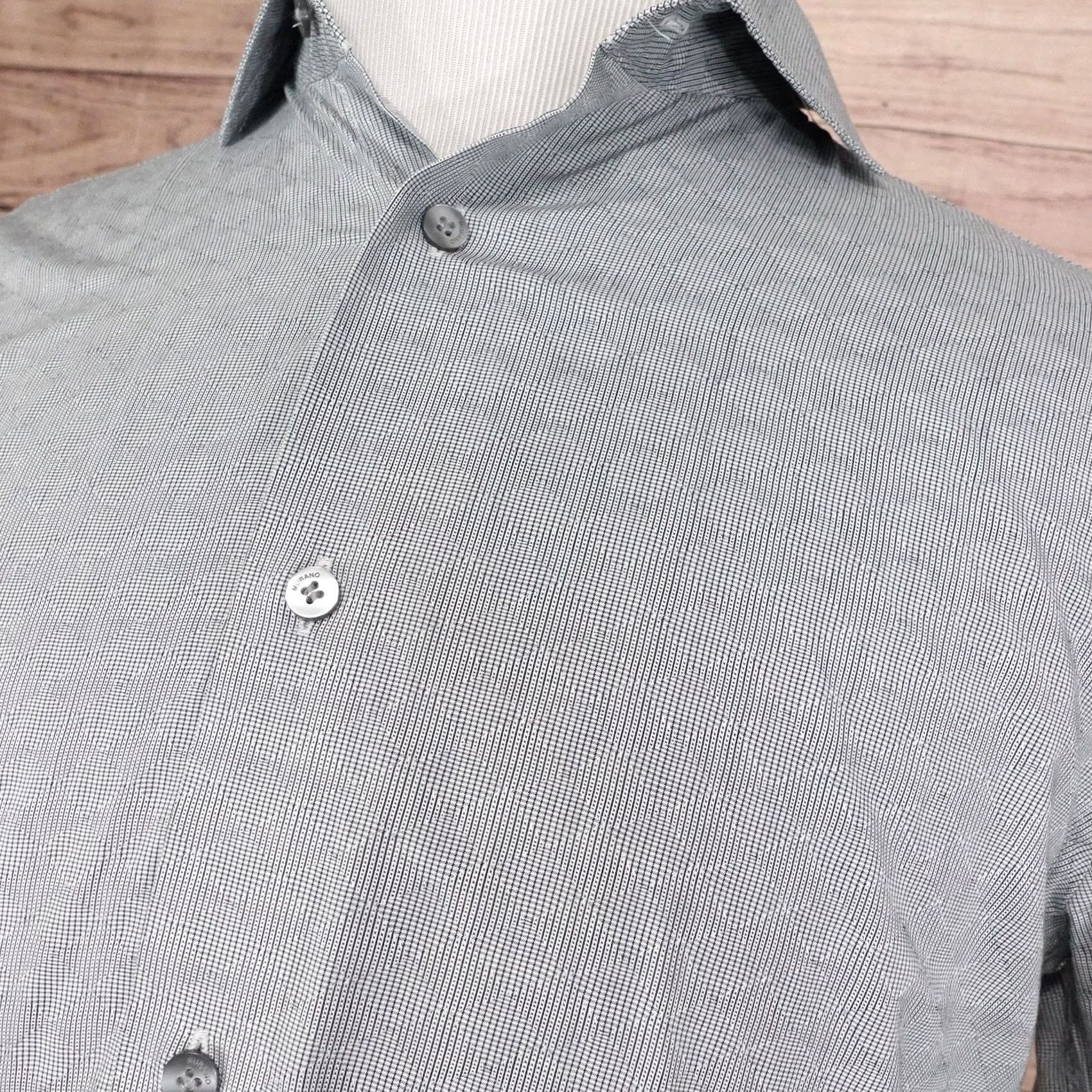 Murano Murano Shirt Mens M Gray Check Long Sleeve Button-Up Regular Fit Size US M / EU 48-50 / 2 - 2 Thumbnail