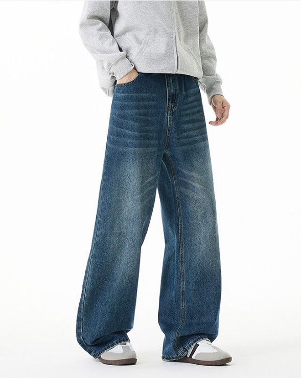 Japanese Brand Men's Retro Cleanfit Distressed Straight Leg Washed Jeans Size US 32 / EU 48 - 4 Thumbnail