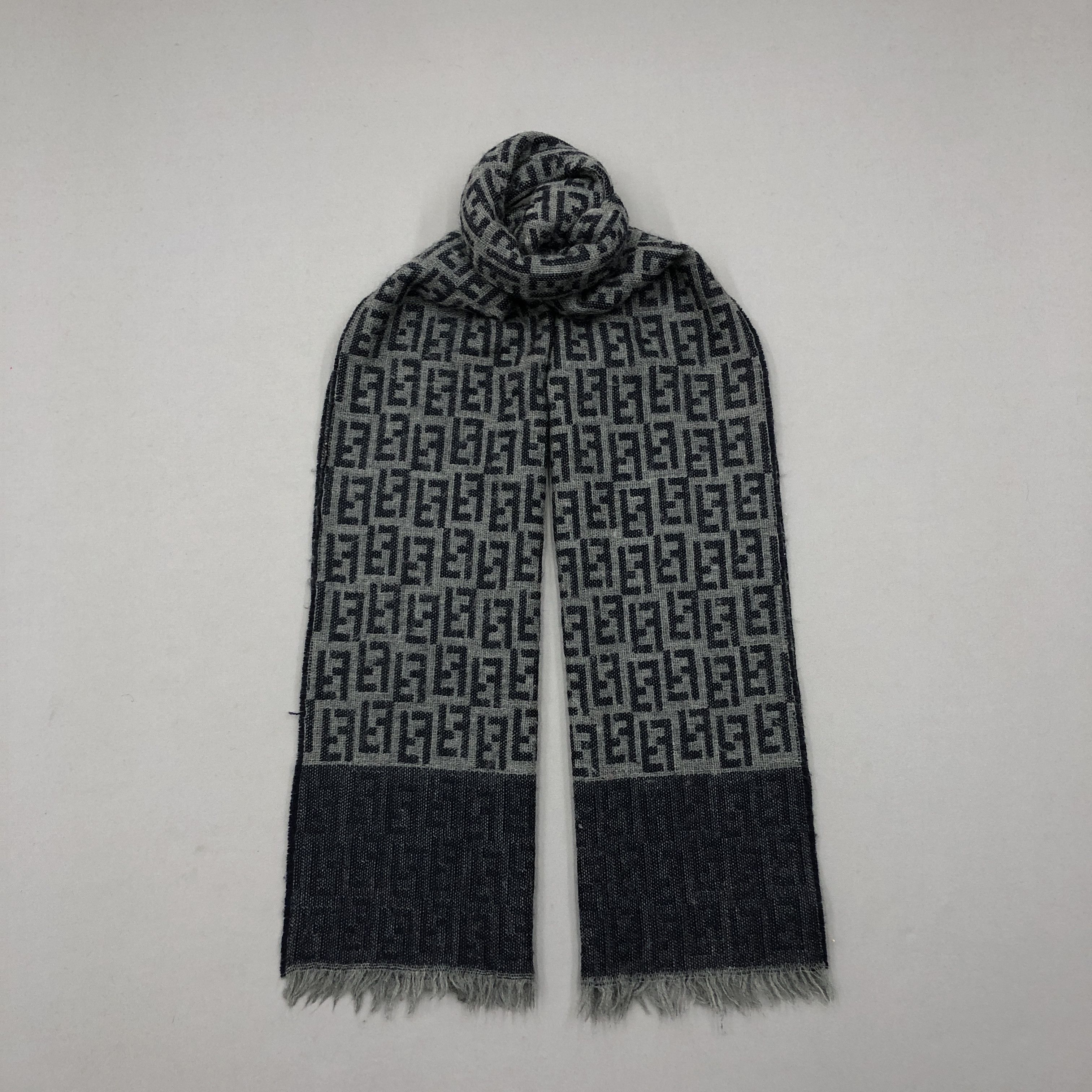 Japanese Brand Vintage Fendi Scarf Fendi Zucca FF Monogram Wool Scarves Size ONE SIZE - 1 Thumbnail
