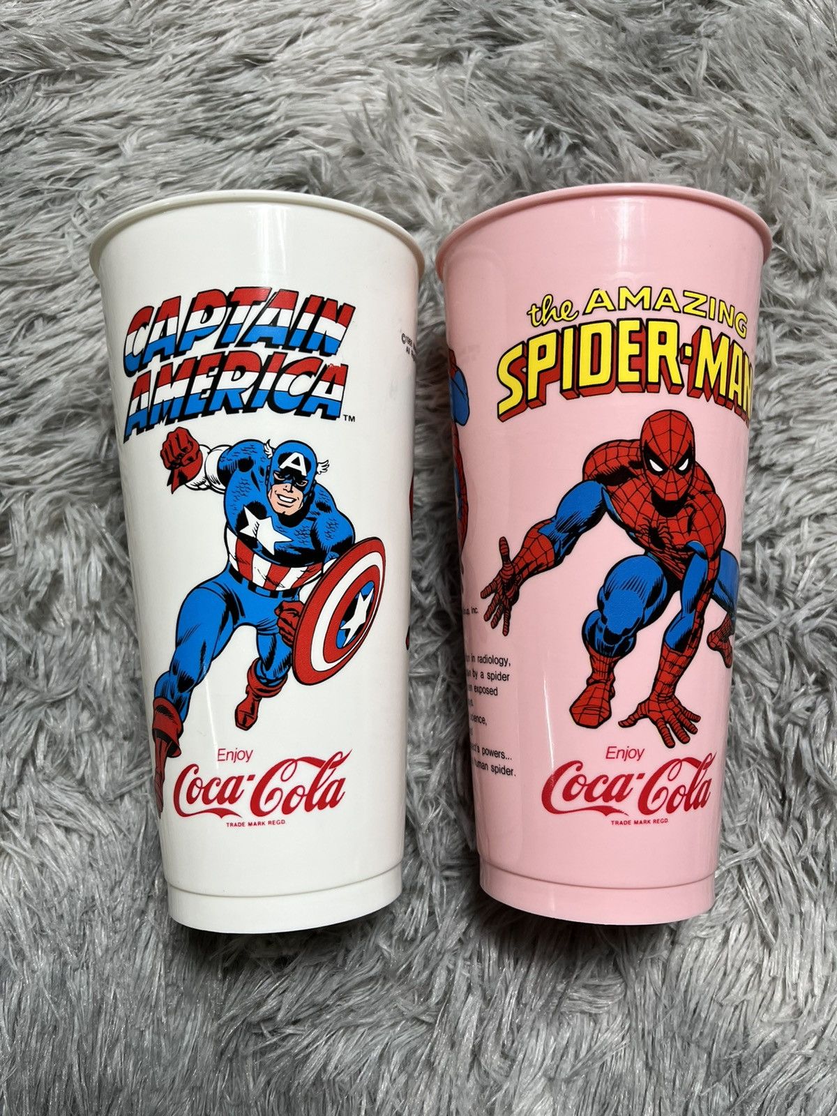Marvel Comics Vtg Cartoon Marvel 1988 SpidermAn n captain America cup Size ONE SIZE - 1 Thumbnail