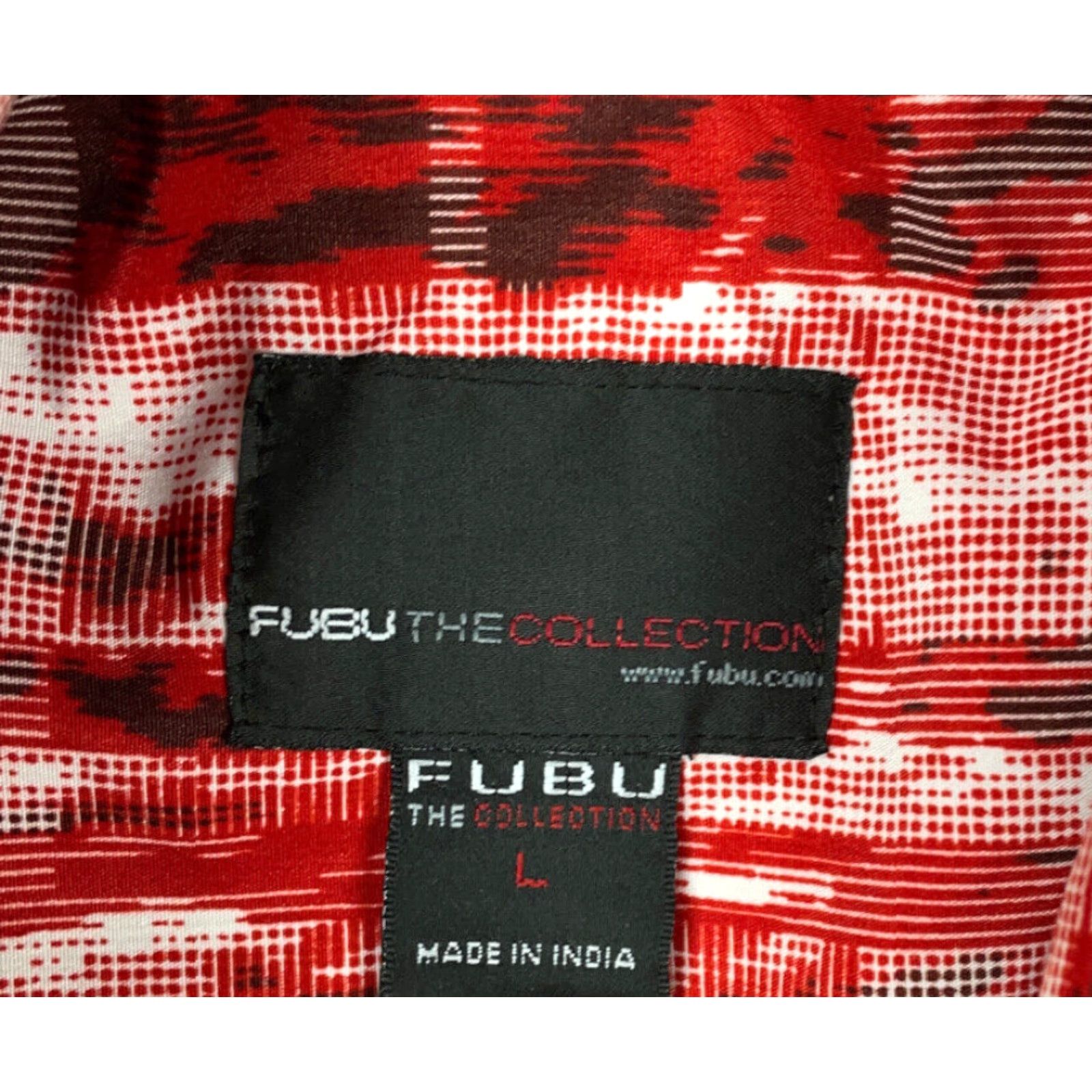 Fubu VINTAGE FUBU Shirt Men Large Red Abstract Loop Collar Button-Up Short Sleeve 90s Hip Hop Geometric Pattern casual Size US L / EU 52-54 / 3 - 4 Thumbnail