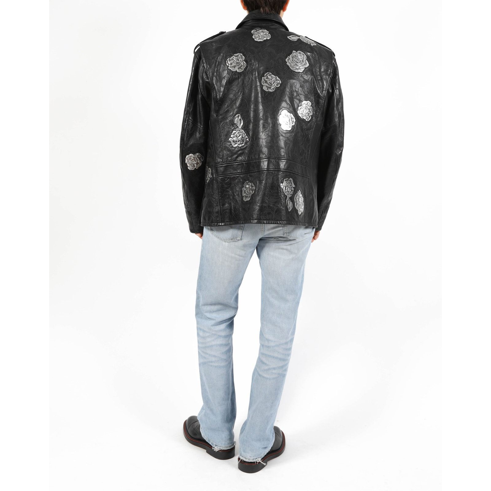 Calvin Klein 205W39NYC FW17 Rose Metal Appliqué Police Leather Jacket Size US L / EU 52-54 / 3 - 7 Thumbnail