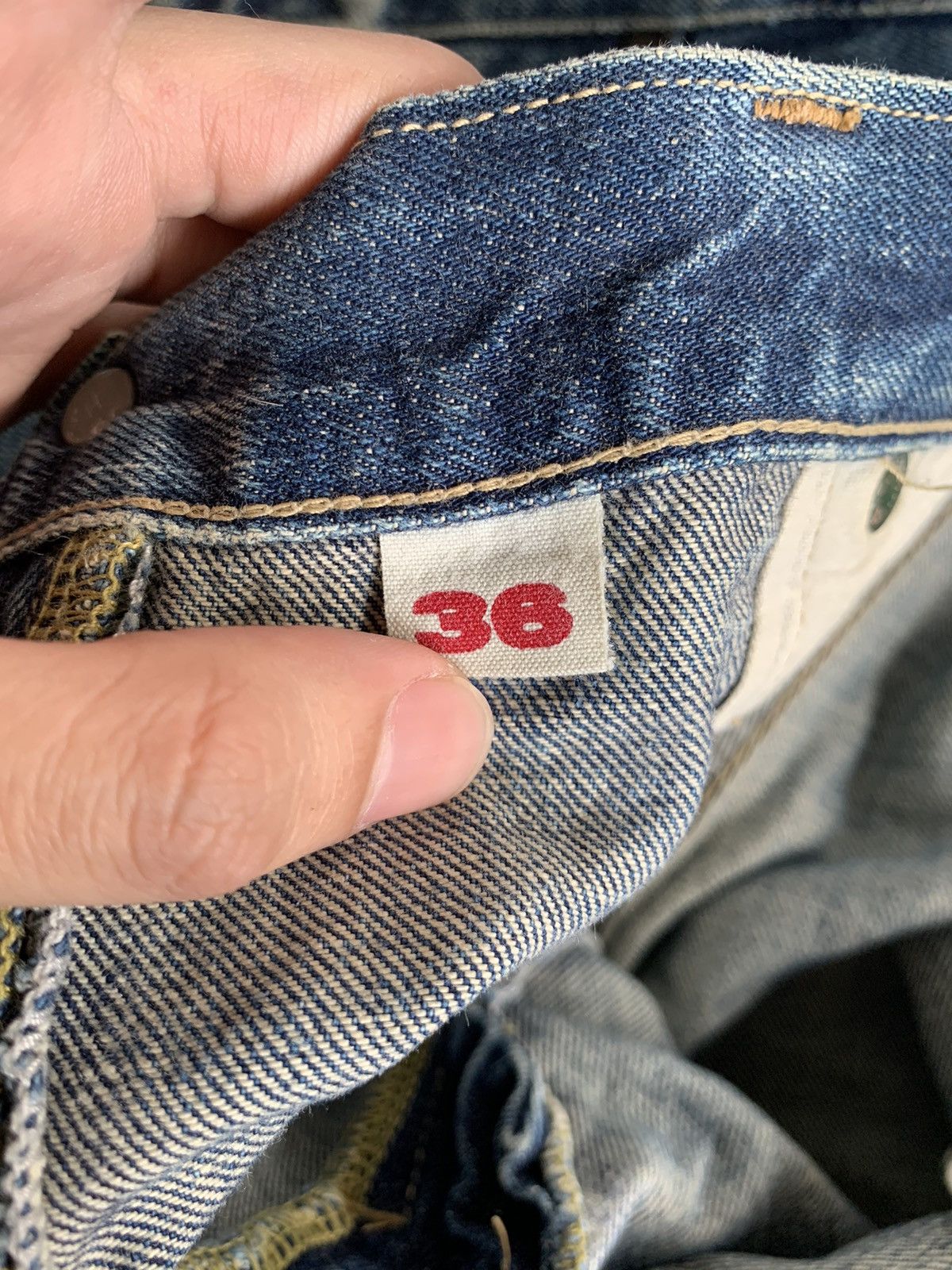 Japanese Brand × Kapital × Vintage Okura Hr Market Japanese Button Fly Selvedge Distressed Size US 34 / EU 50 - 20 Thumbnail