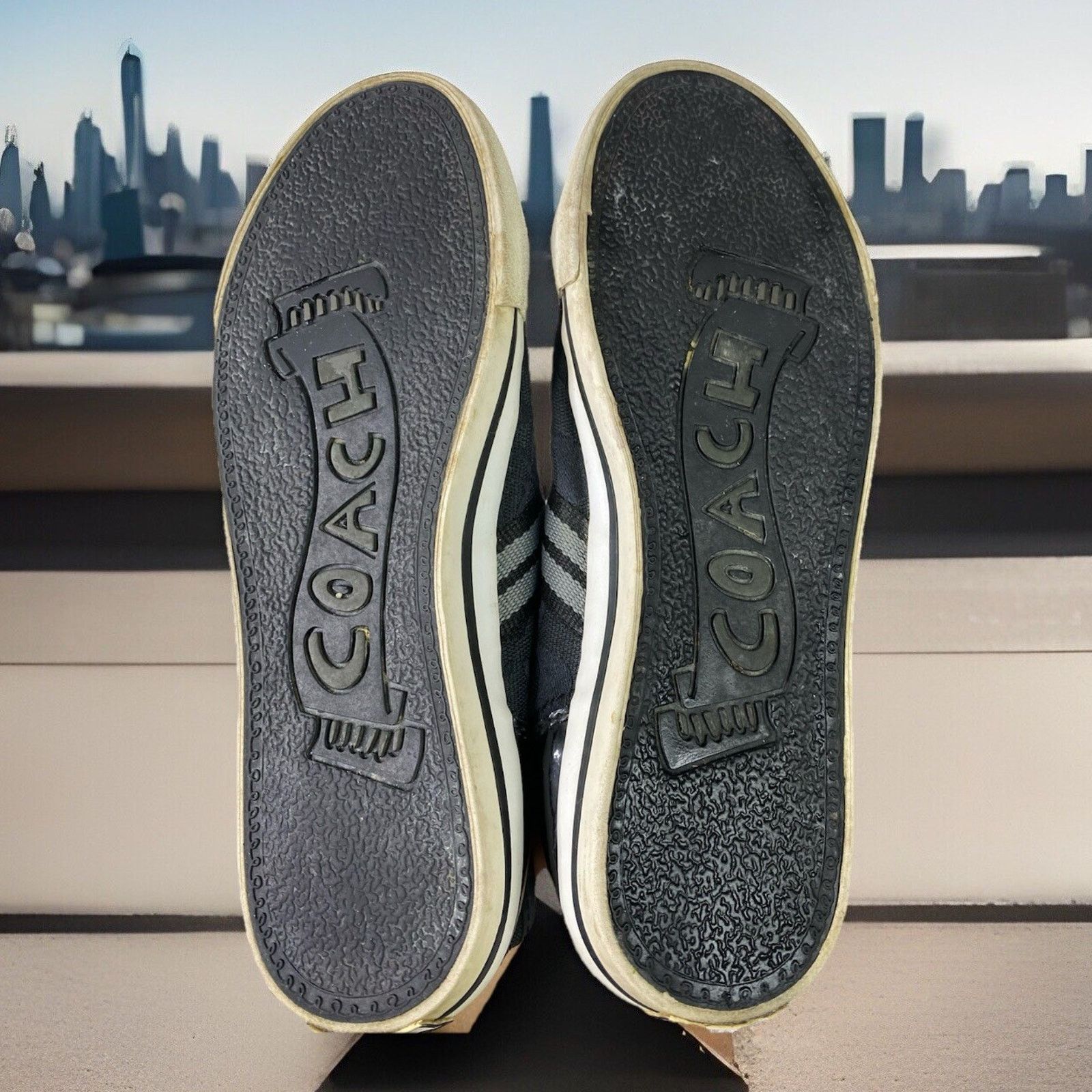 Coach Coach "Folly" Black White Signature Jacquard/Patent Sneakers Size US 7 / IT 37 - 9 Thumbnail