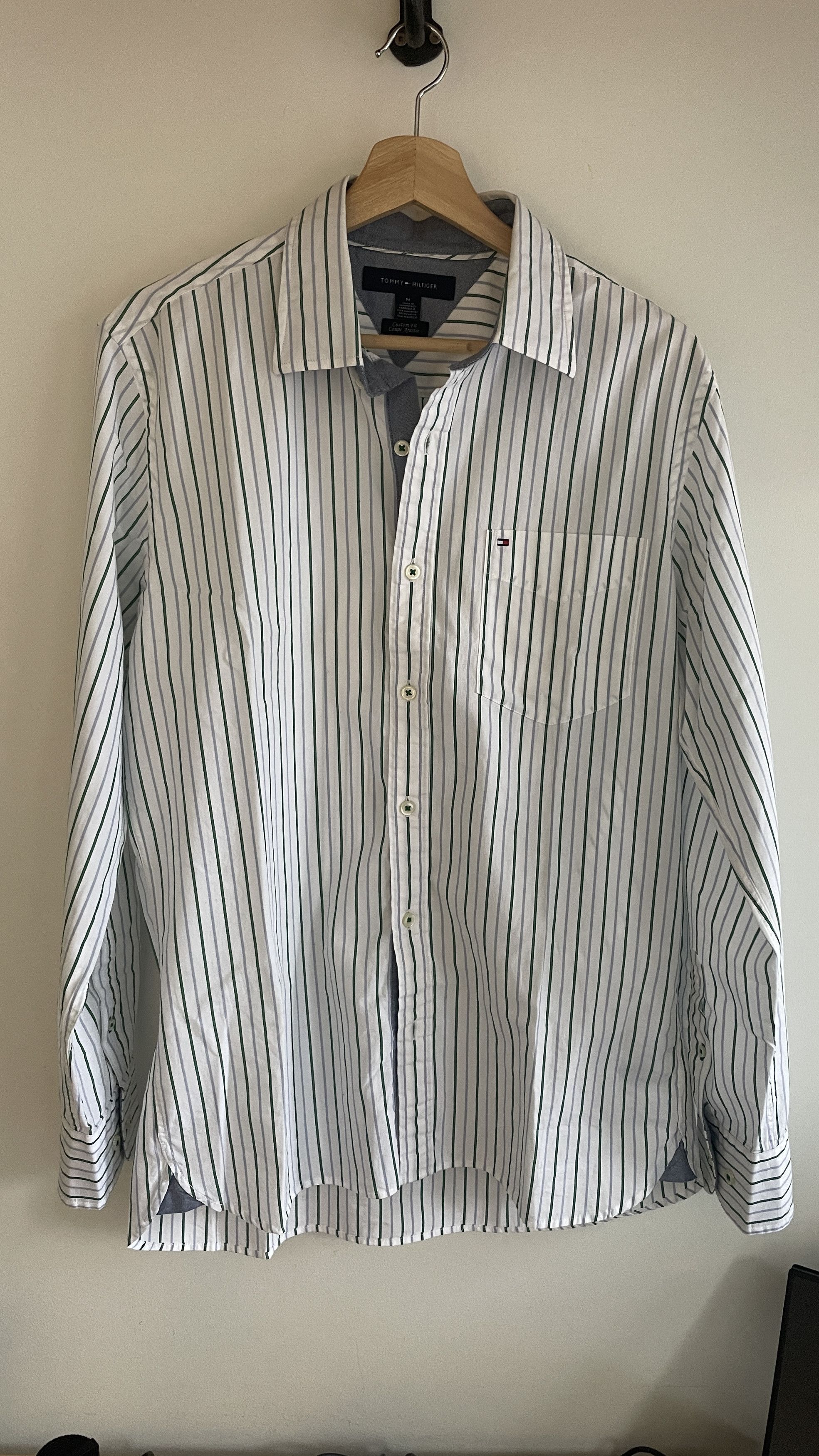 Tommy Hilfiger STRIPED SHIRT WHITE GREEN TOMMY HILFIGER (M) Size US M / EU 48-50 / 2 - 1 Thumbnail