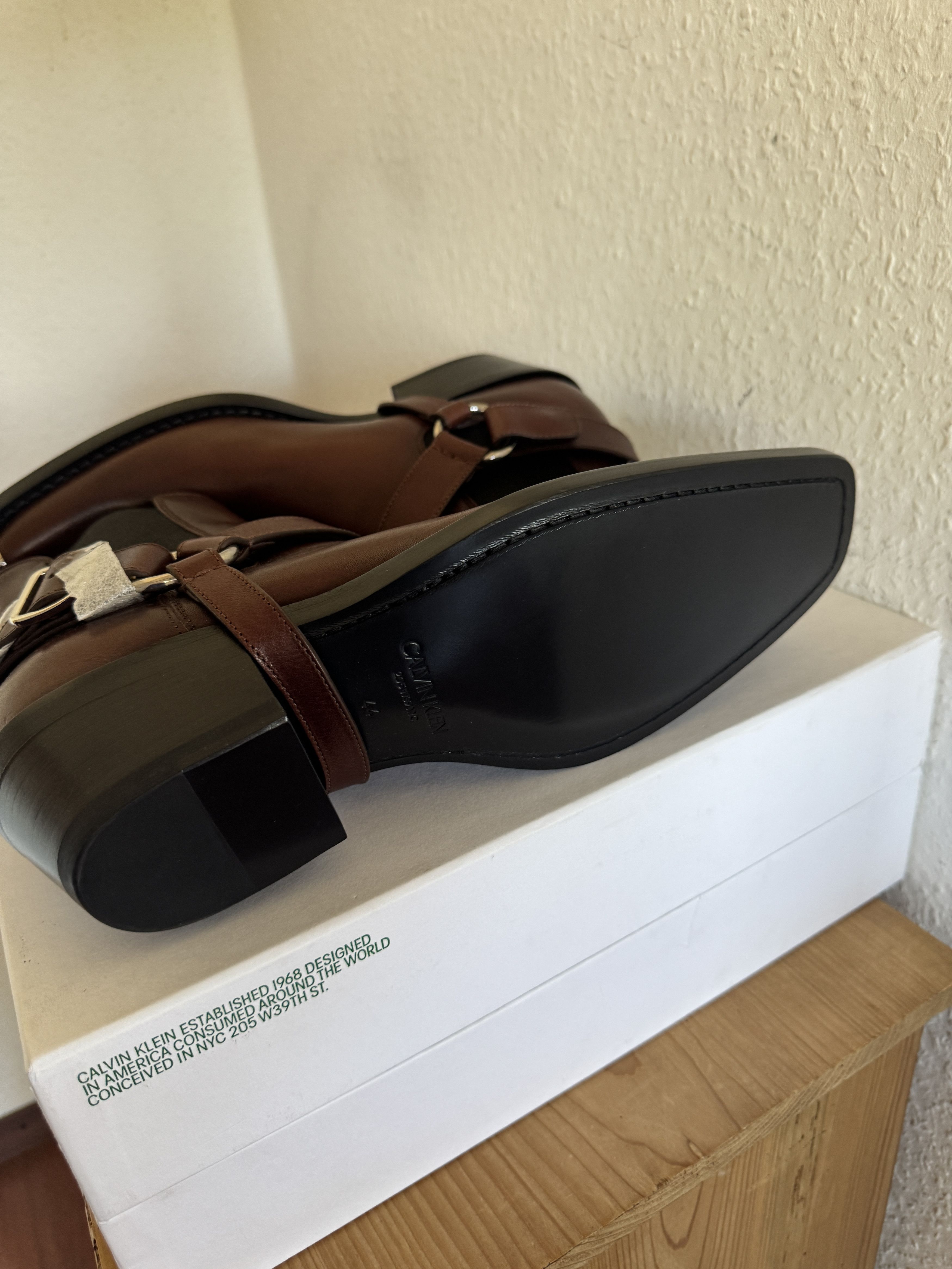 Brown Leather Harness Boots