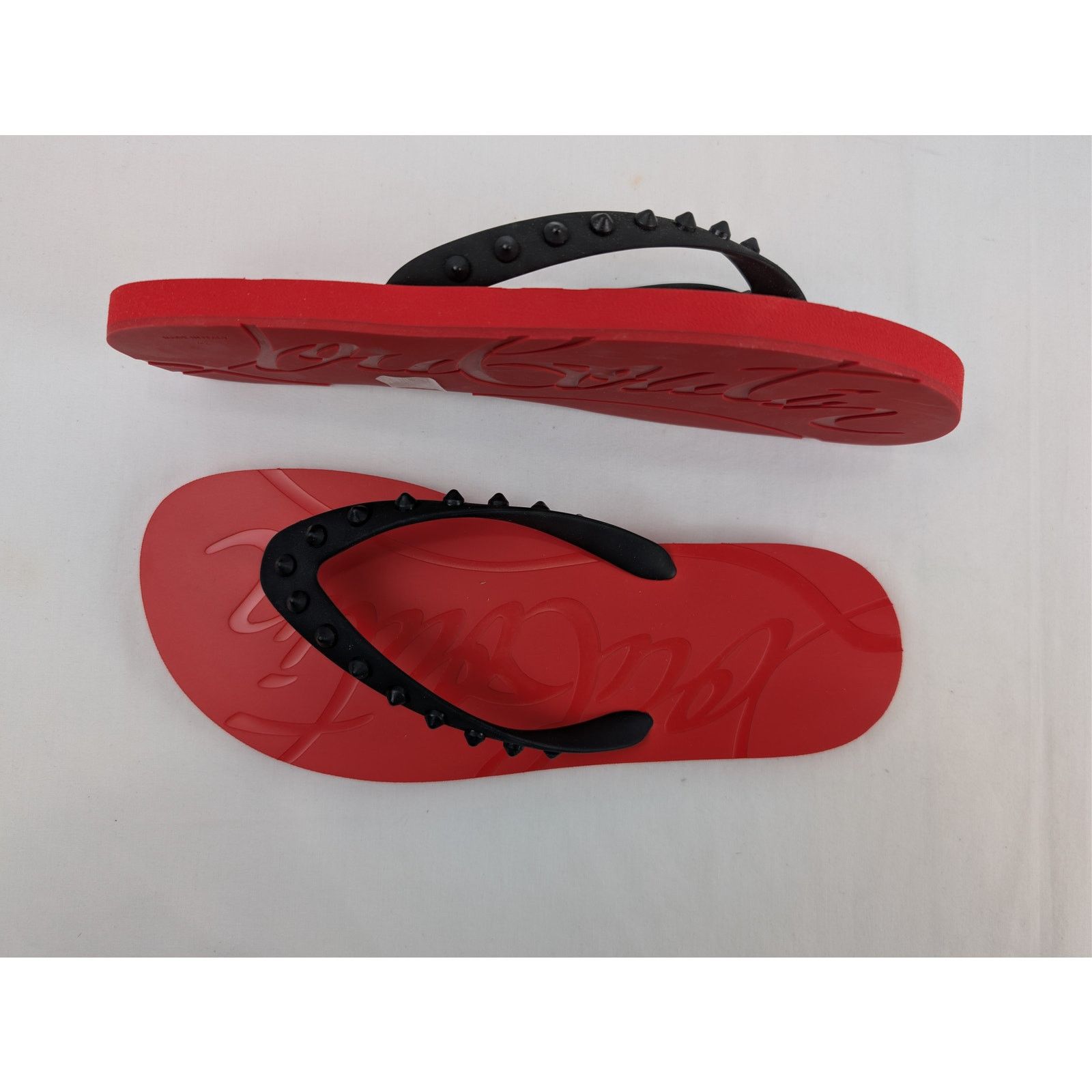 Christian Louboutin o1rshd1 Loubi Flip Donna Flat Slipper in Black/Loubi Size US 12 / IT 42 - 1 Thumbnail