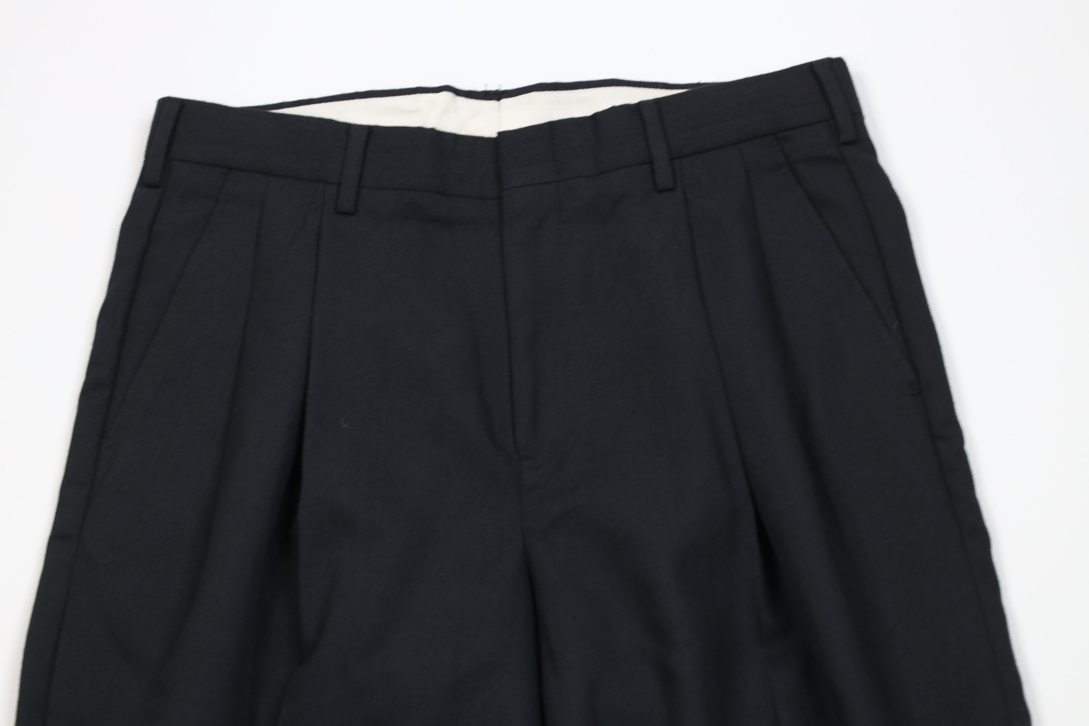 Vintage Vintage 90s Gabardine Blend Knit Wide Leg Chino Pants Black Size US 32 / EU 48 - 2 Thumbnail