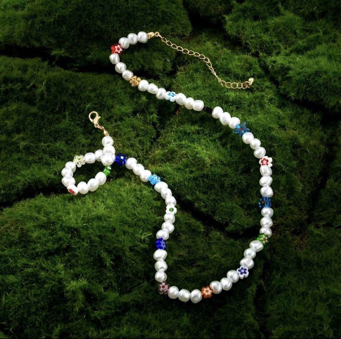 Jewelry Pearl Choker Flower Necklace Y2K Fashion Size ONE SIZE - 6 Thumbnail