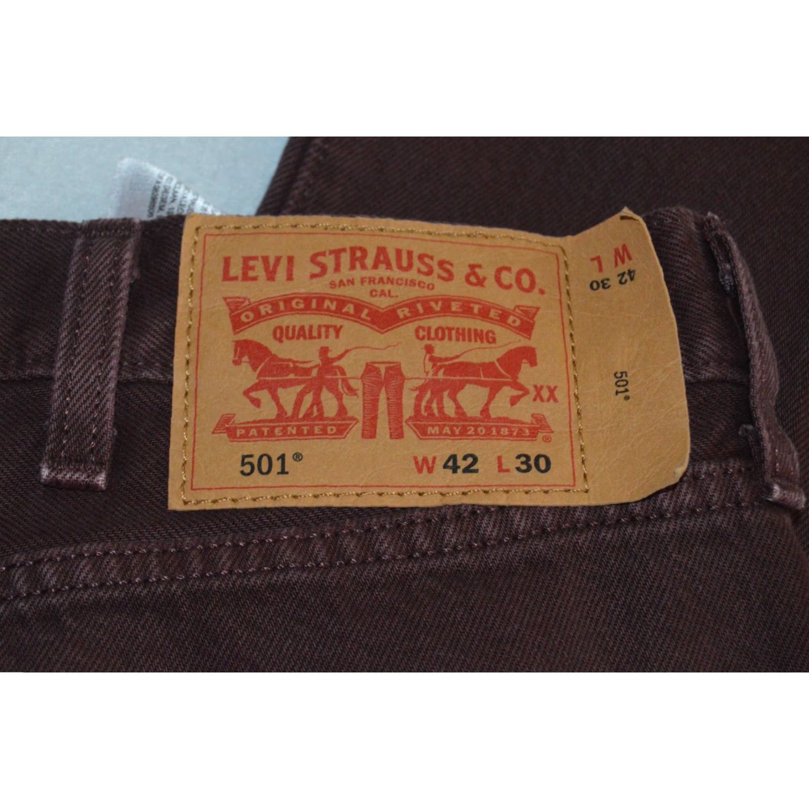 Levi's Levi's 501 Jeans Mens 42x30 Red Button Fly 5-Pocket Denim Belt Loops Straight Regular Waist 40in - Levi's 501 Series Size US 42 / EU 58 - 3 Thumbnail