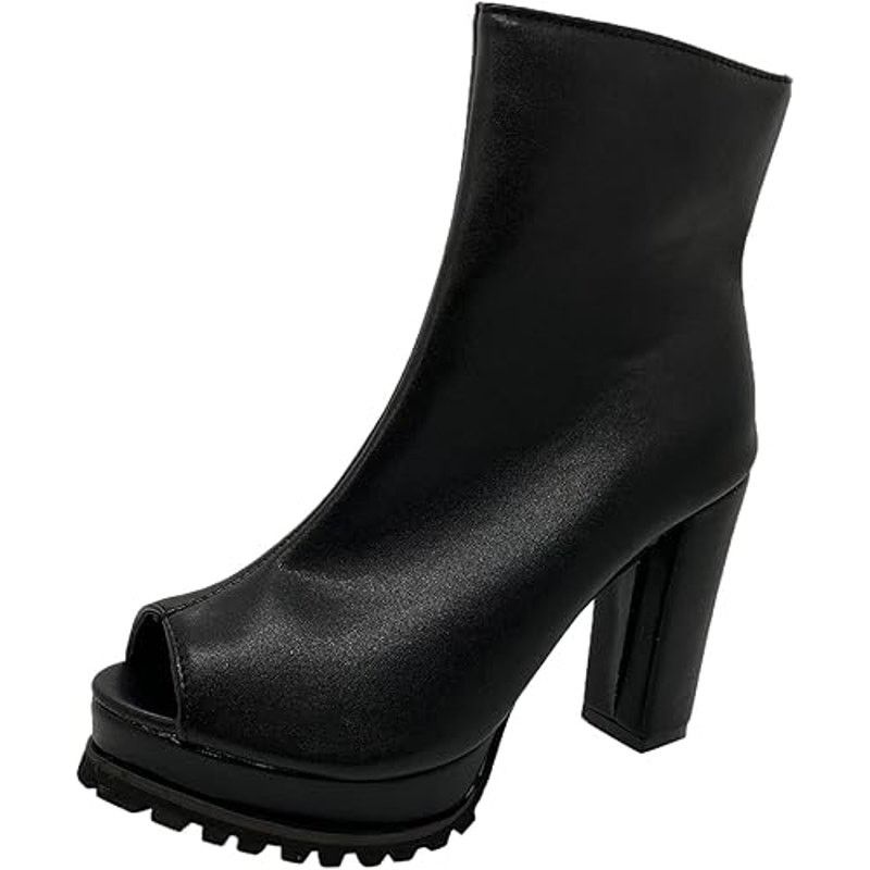 Other Chunky High Heel Booties Zipper Platform Open Toe Ankle Size US 6.5 / IT 36.5 - 1 Thumbnail
