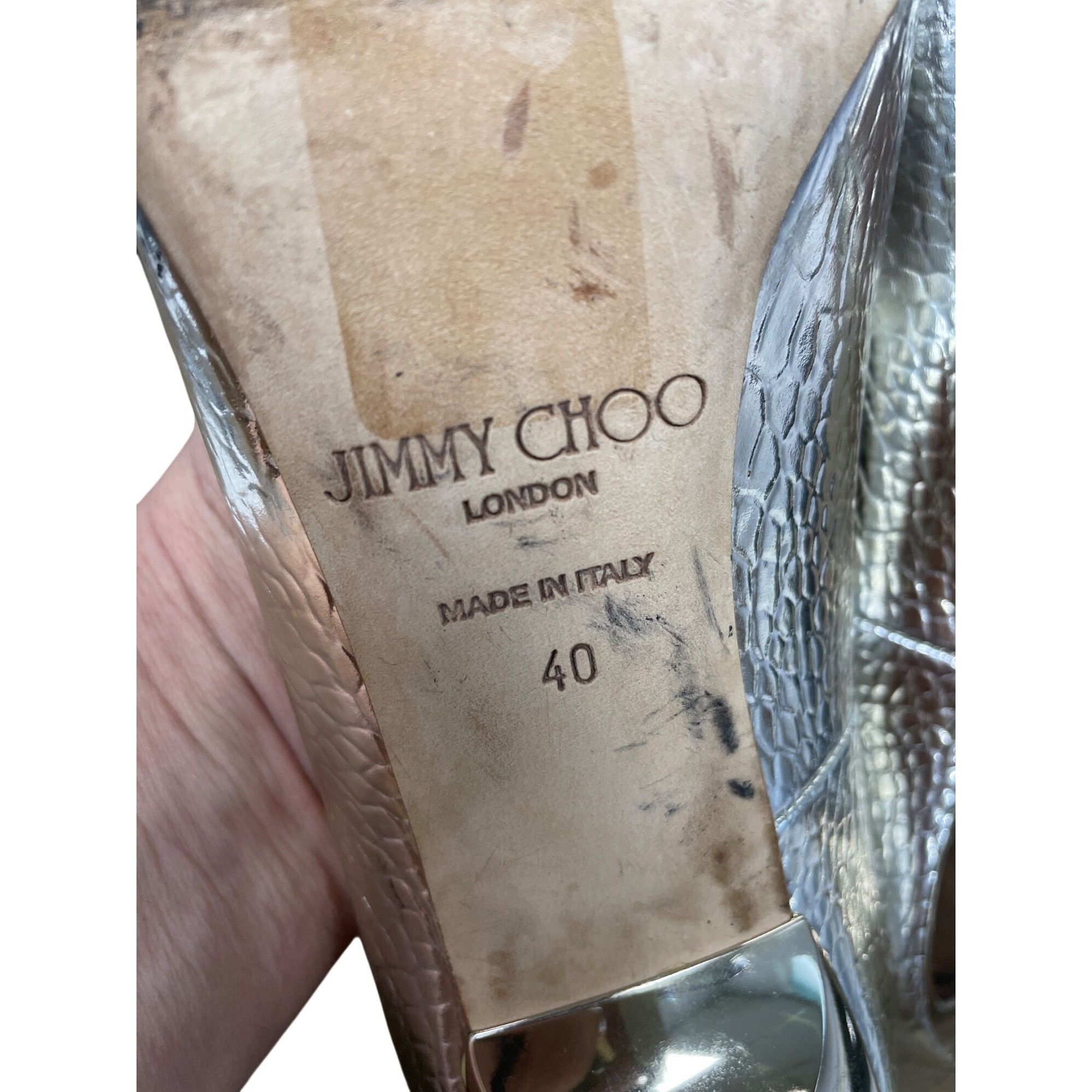 Jimmy Choo Jimmy Choo London womans silver croc pattern stilleto 4.5" h Size US 9.5 / IT 39.5 - 10 Thumbnail