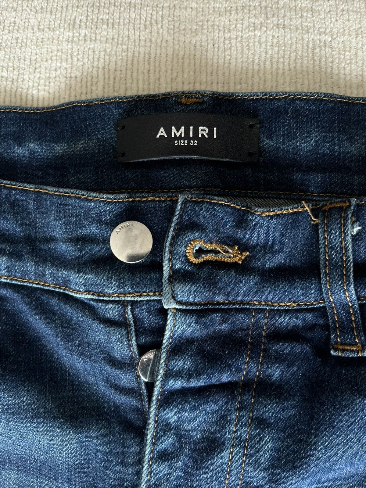 Amiri Amiri blue denim with distressed back leather patches Size US 32 / EU 48 - 4 Thumbnail