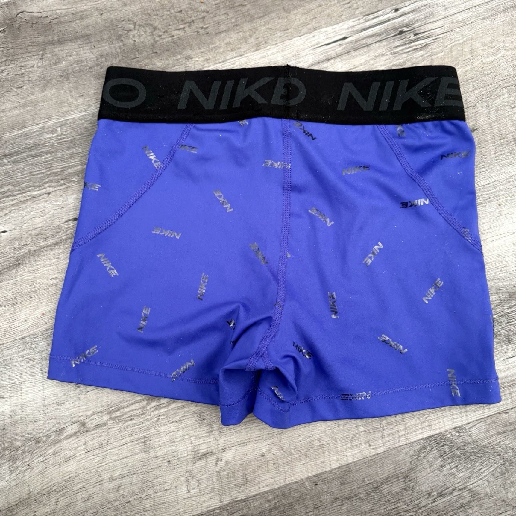 Nike NIKE PRO Dri-Fit Training Shorts Womens M 3” Inseam Purple Metallic Logo Athletic Compression Workout Running Gym Activewear Size 32" / US 10 / IT 46 - 3 Thumbnail