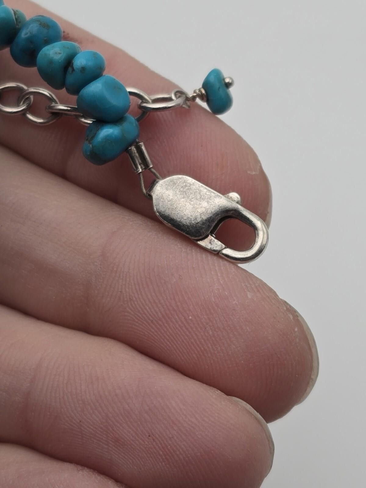 The Unbranded Brand Sterling Silver Turquoise Beaded Necklace w/ Cross Size ONE SIZE - 4 Thumbnail