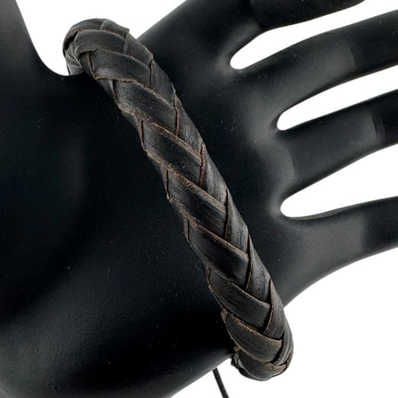 Other Dark Brown Woven Leather Bracelet Adjustable 7-9 Inch Size ONE SIZE - 1 Thumbnail