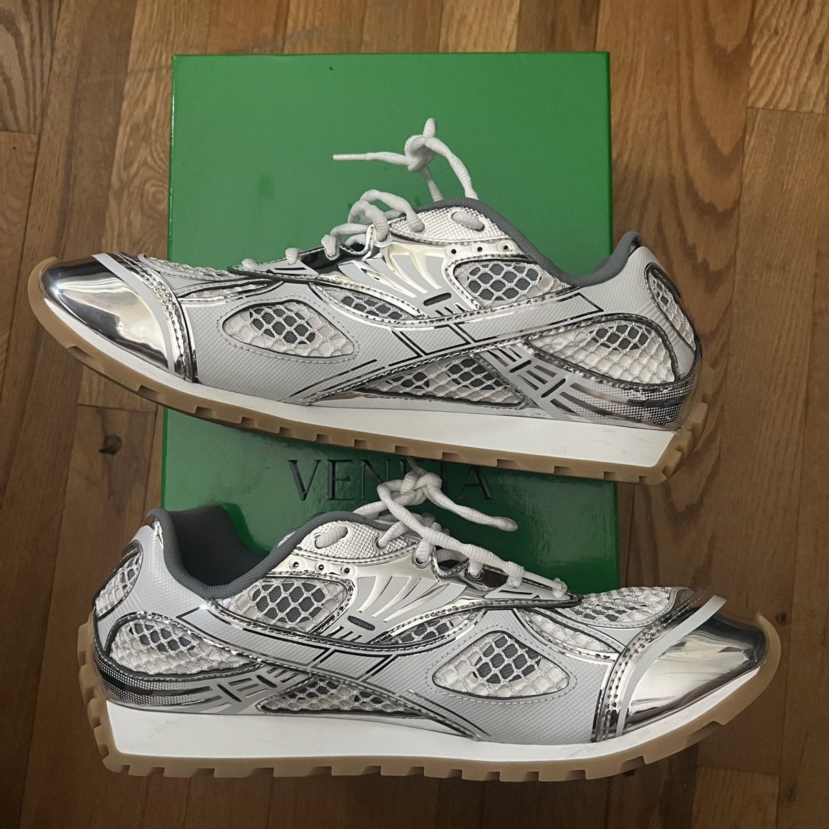 Bottega Veneta Bottega Veneta Orbit Sneaker White/silver Size US 13 / EU 46 - 2 Thumbnail