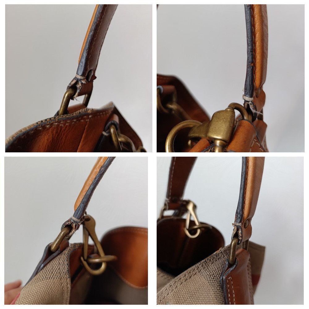 Burberry BURBERRY ASHBY MEDIUM SADDLE LEATHER CHECK CANVAS HOBO BAG Size ONE SIZE - 24 Thumbnail