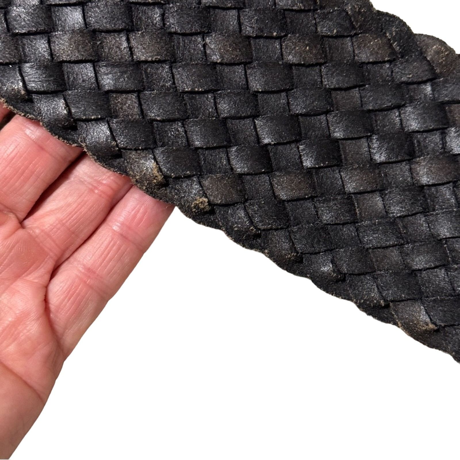 Fossil Fossil Woven Braided Leather Belt Black Size M Size ONE SIZE - 4 Thumbnail