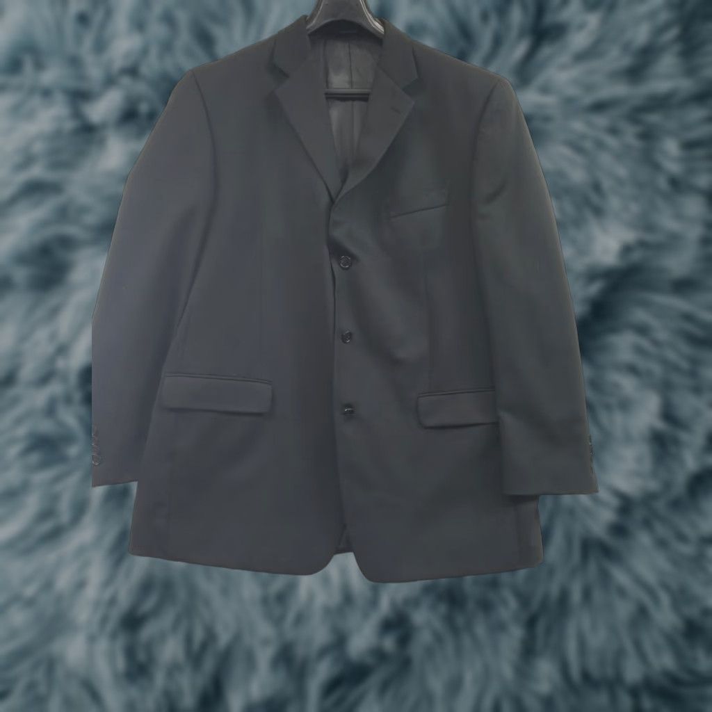 Calvin Klein Calvin Klein Blazer Mens 46L Black 100% Wool Wool Suit Sport Coat Jacket 3 Button Cardigan? Size 46R - 1 Thumbnail